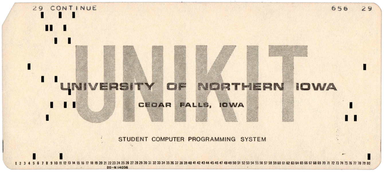 Front of punched card