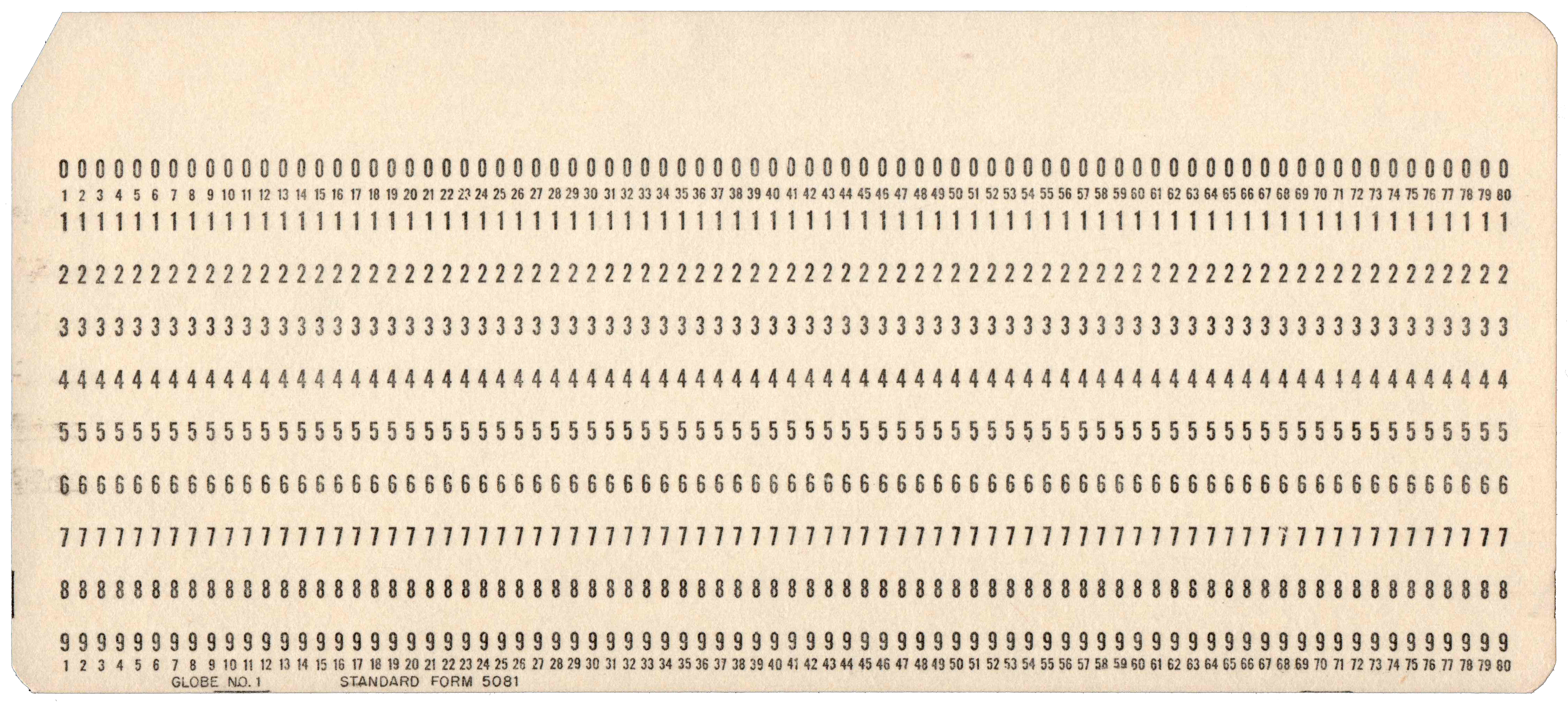 Front of unpunched card
