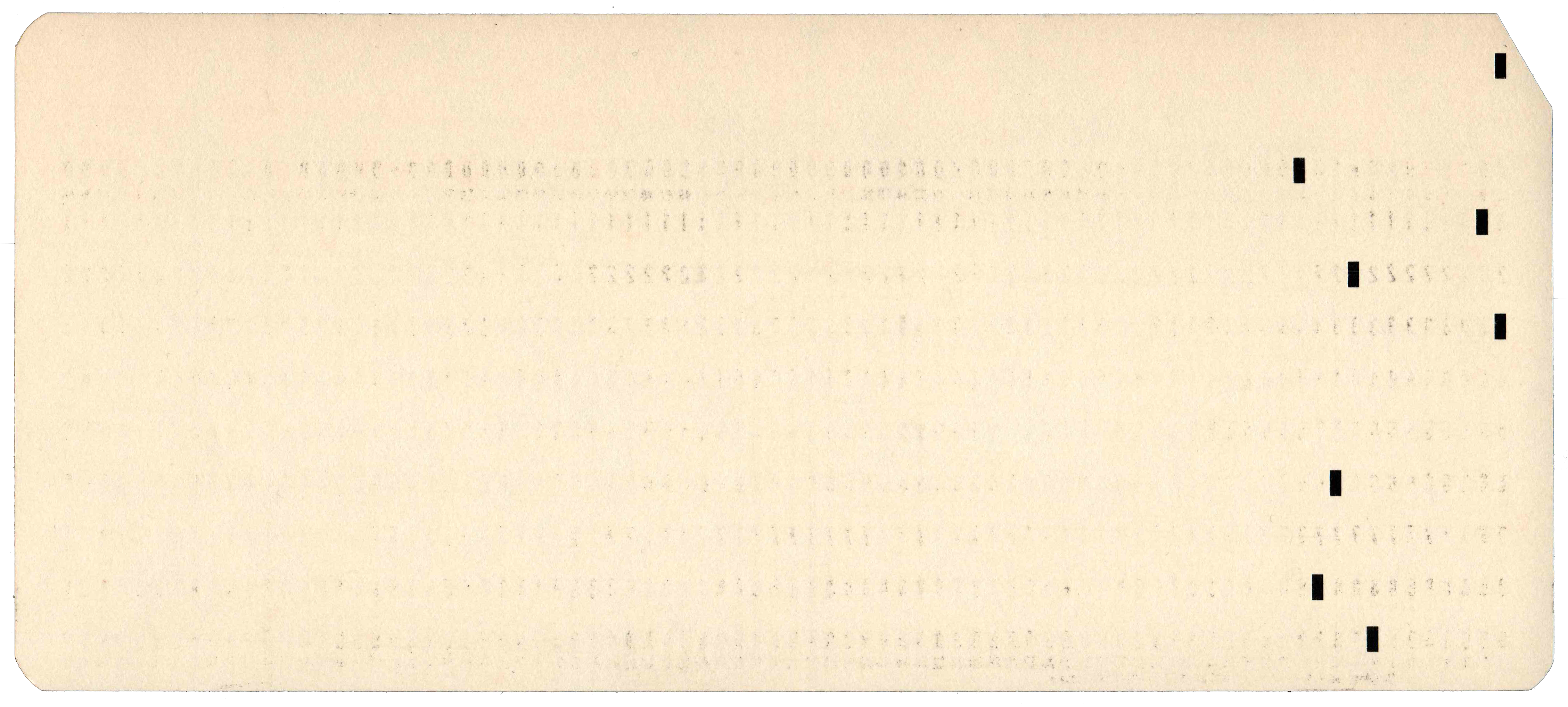 Back of punched card