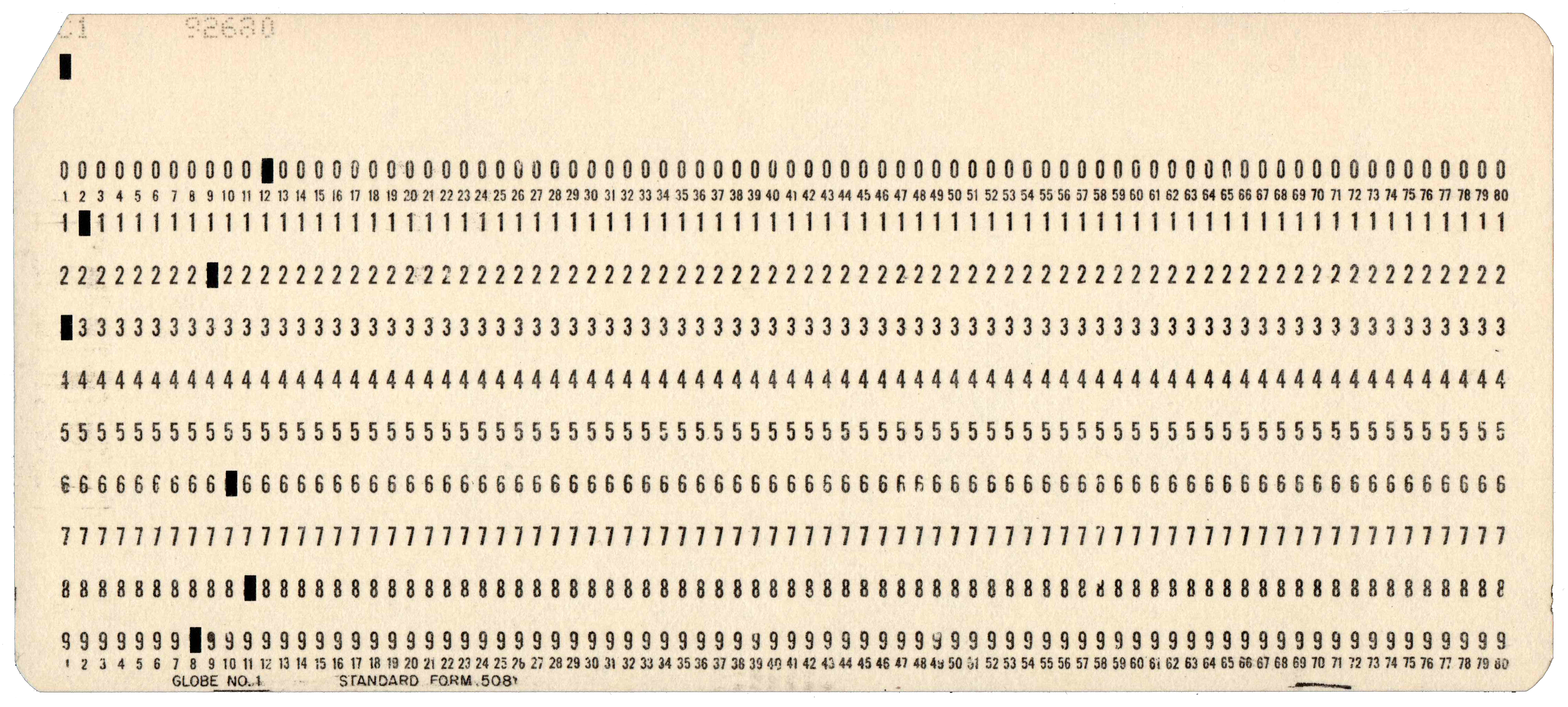 Front of punched card