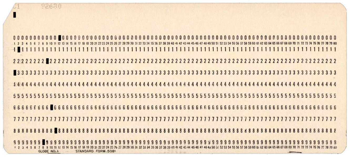 Front of punched card