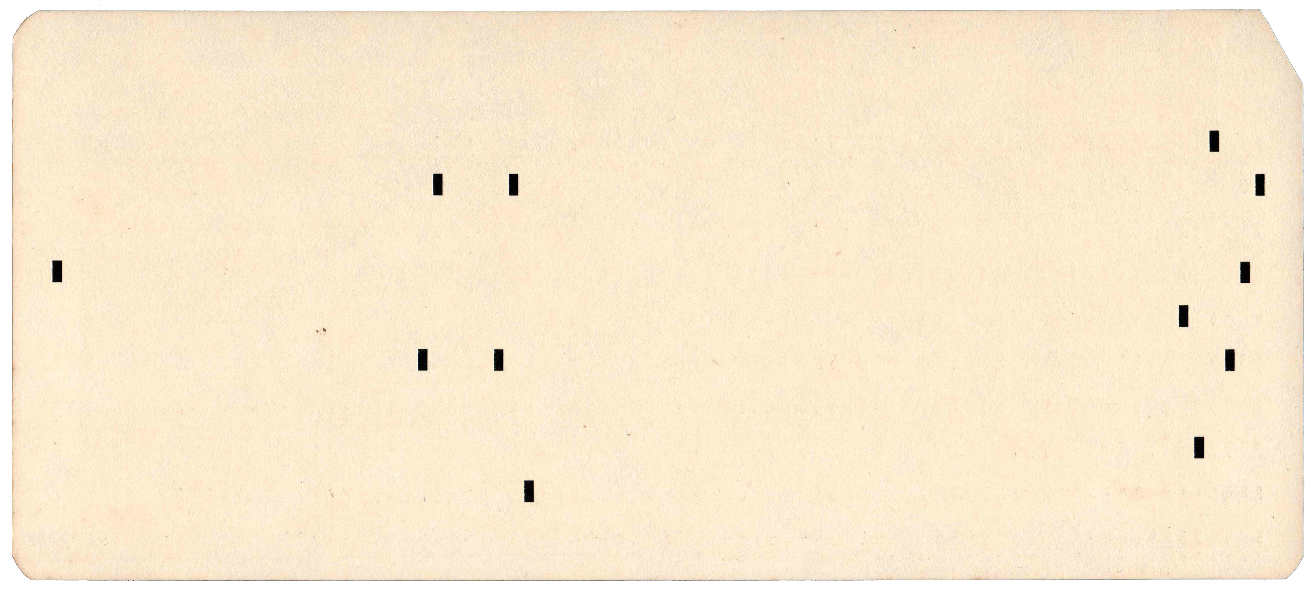 Back of unpunched card