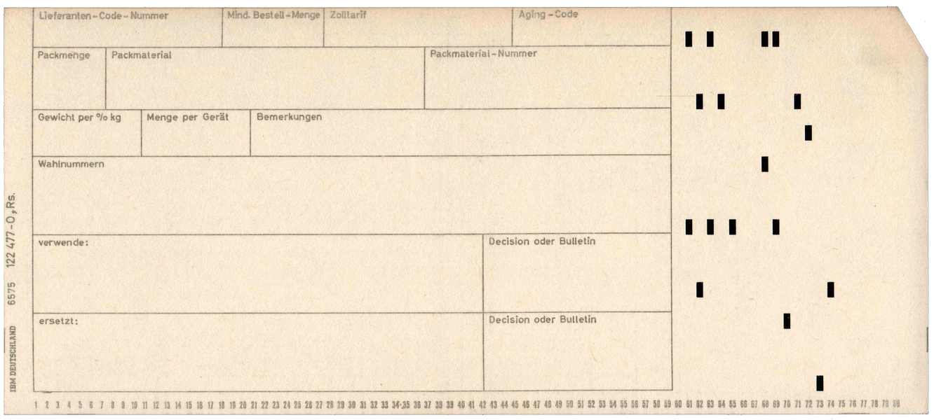 Back of punched card