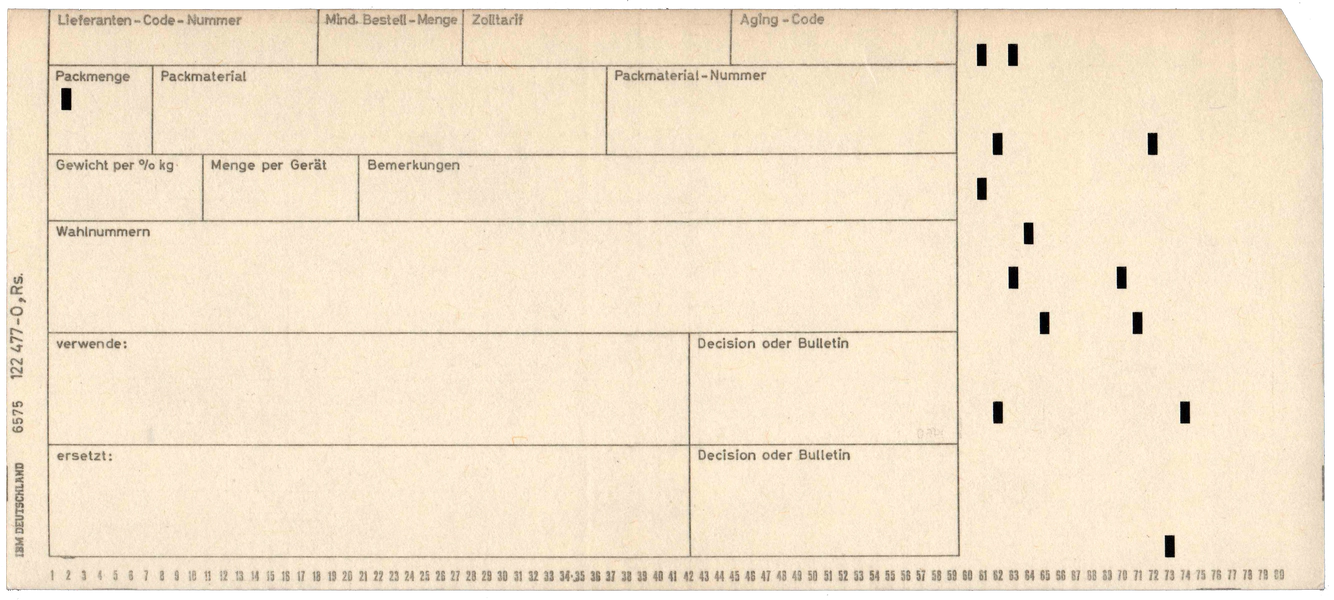 Back of punched card