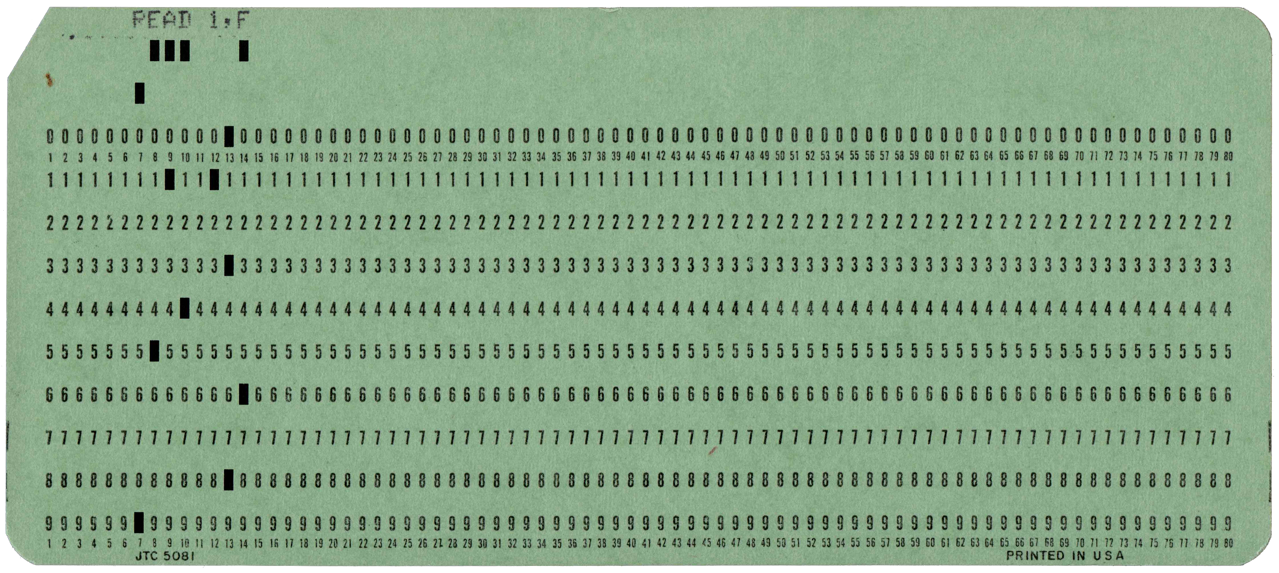 Front of punched card