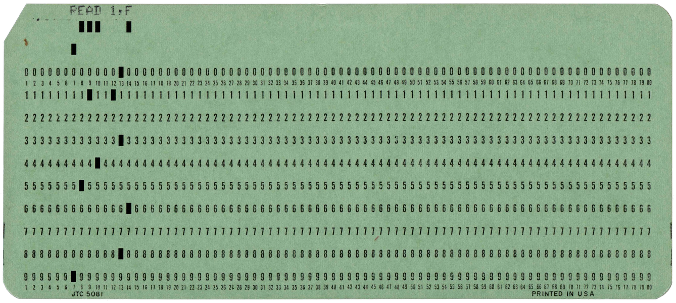 Front of punched card