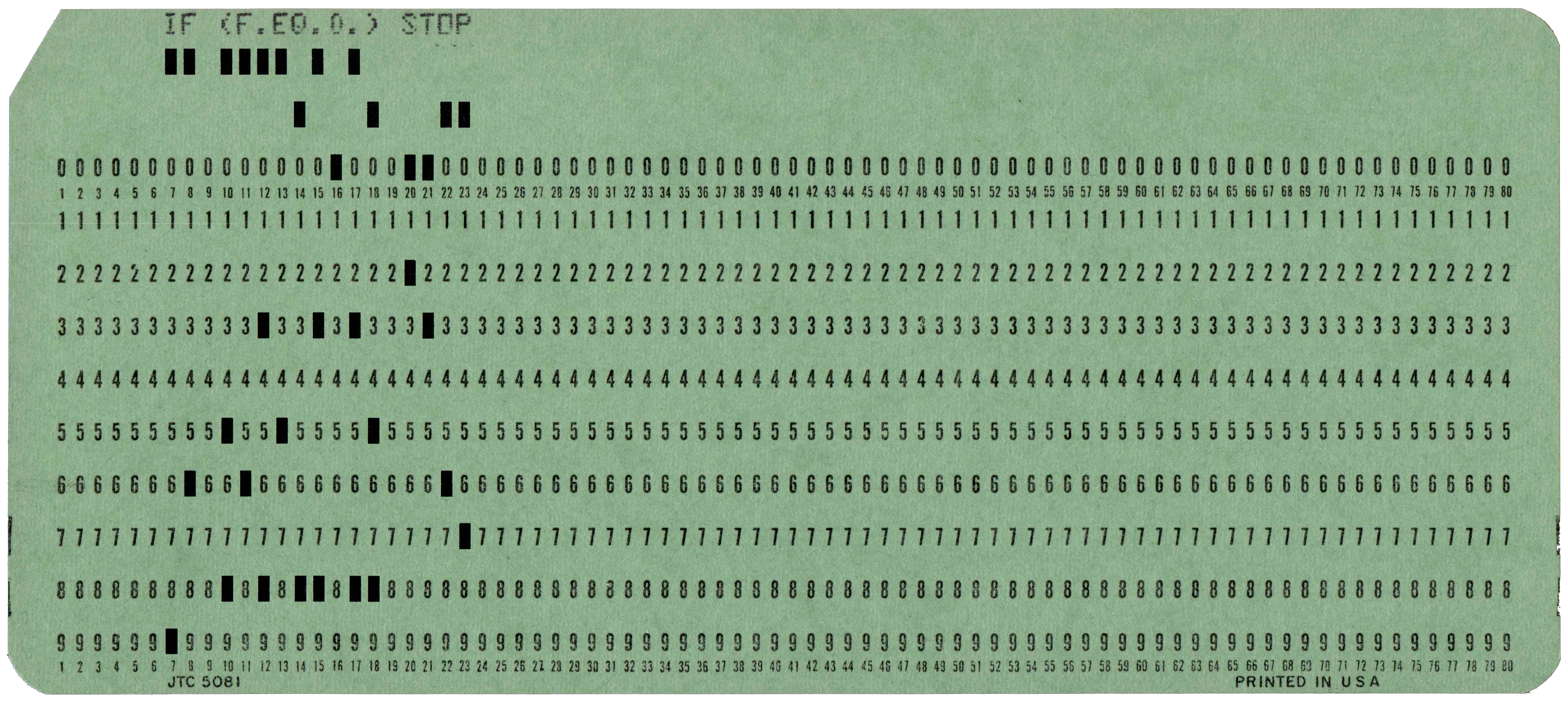 Front of punched card