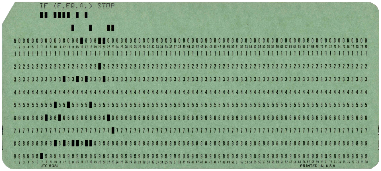 Front of punched card