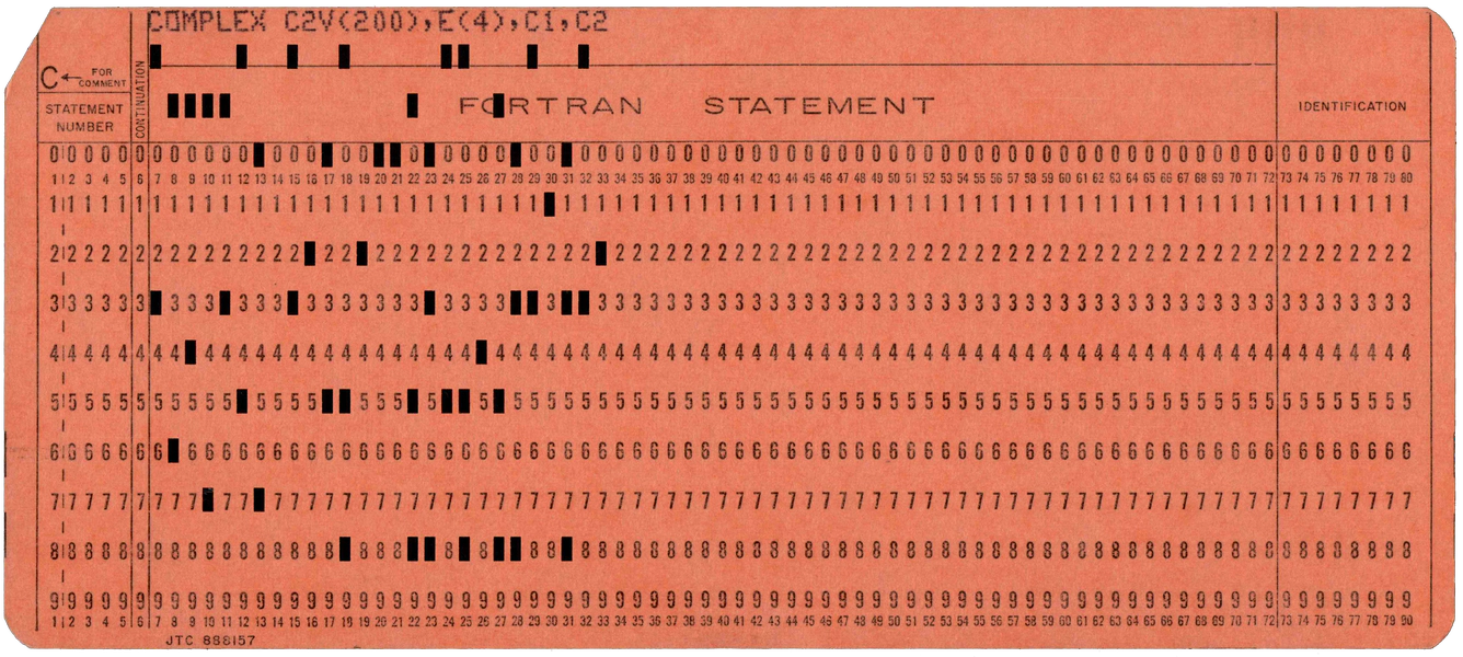 Front of punched card