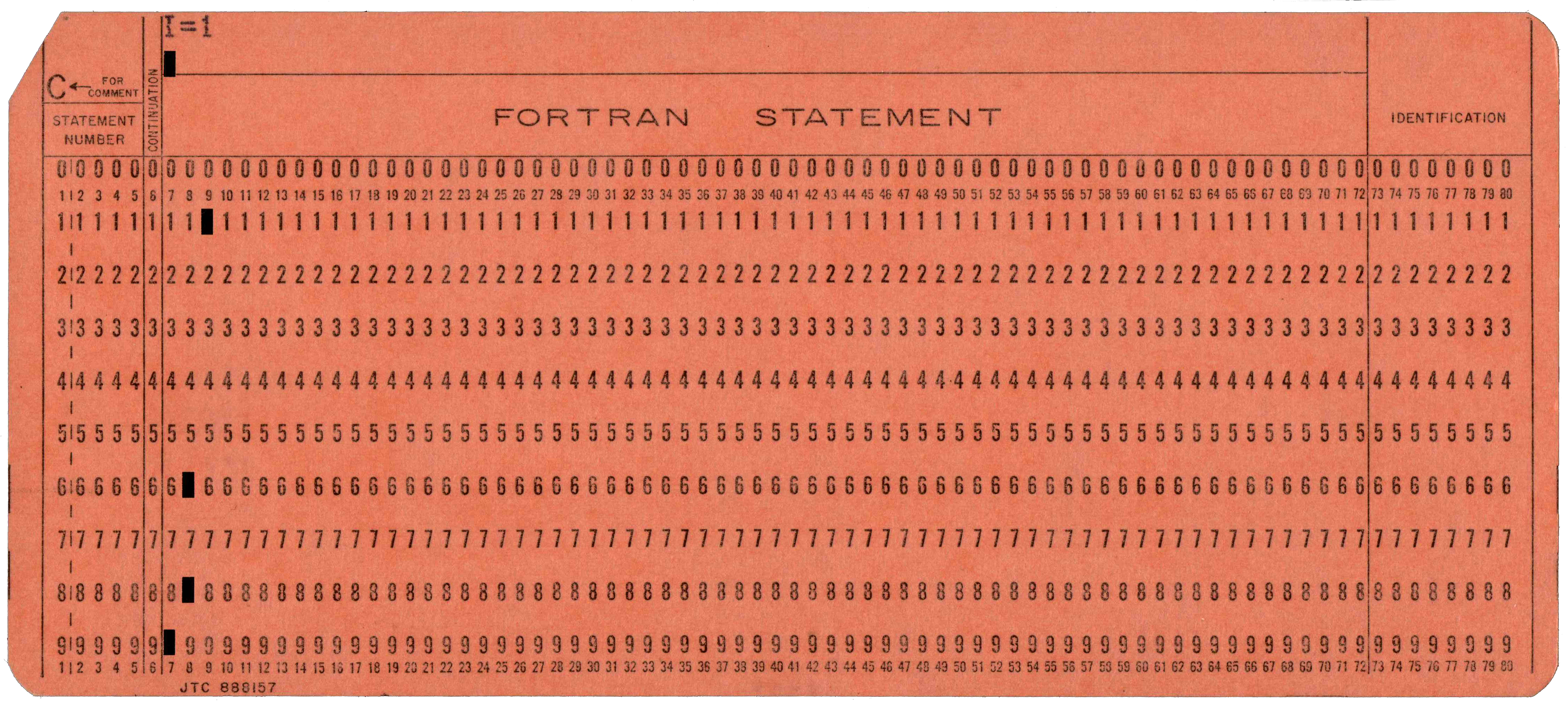 Front of punched card