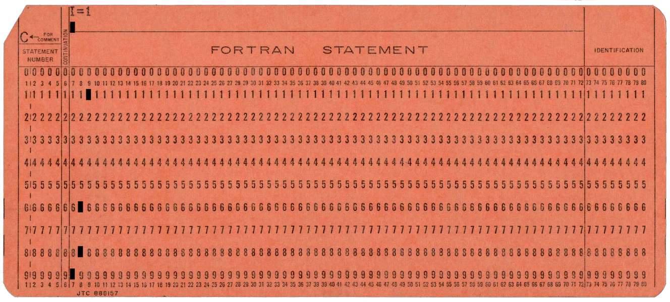 Front of punched card