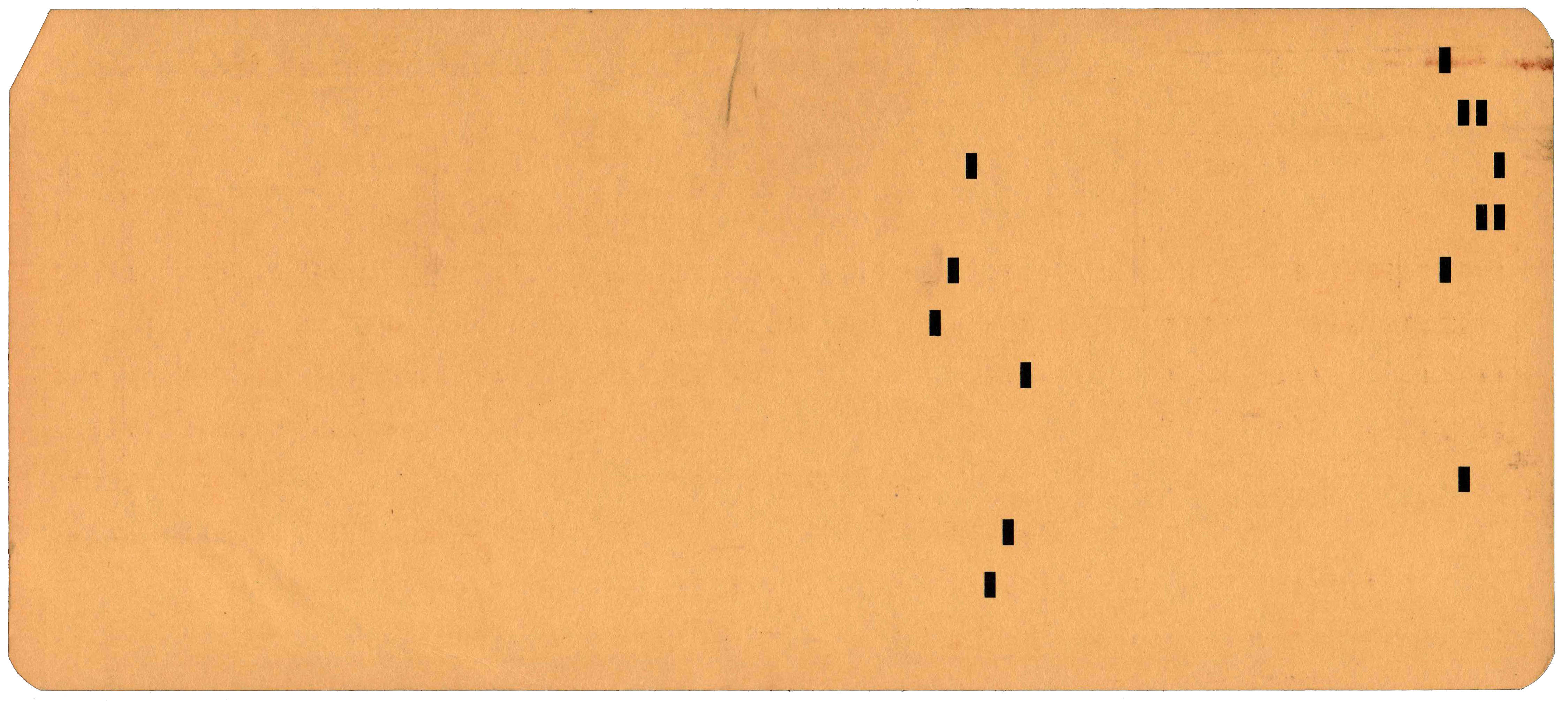 Back of punched card