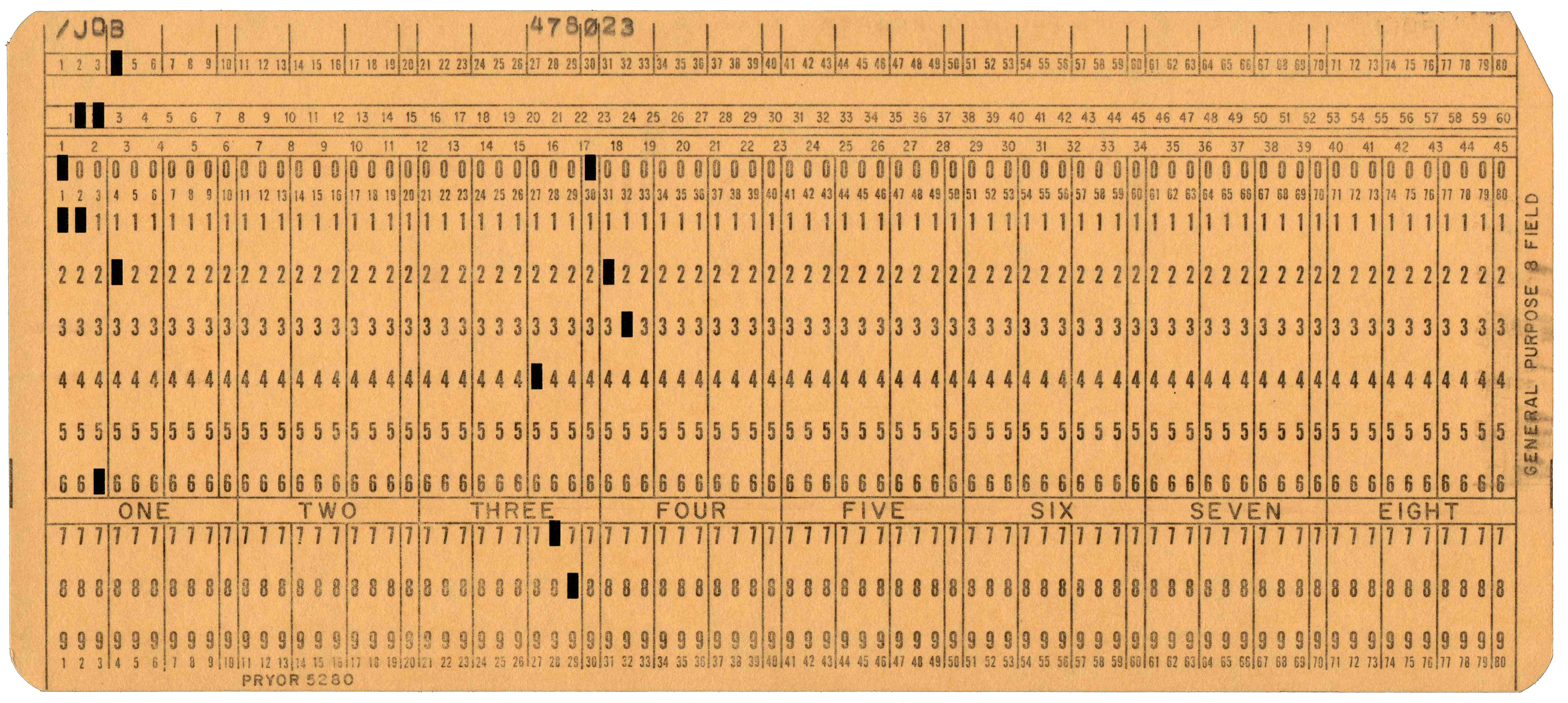 Front of punched card