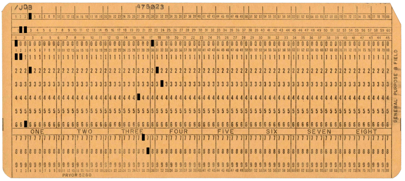 Front of punched card