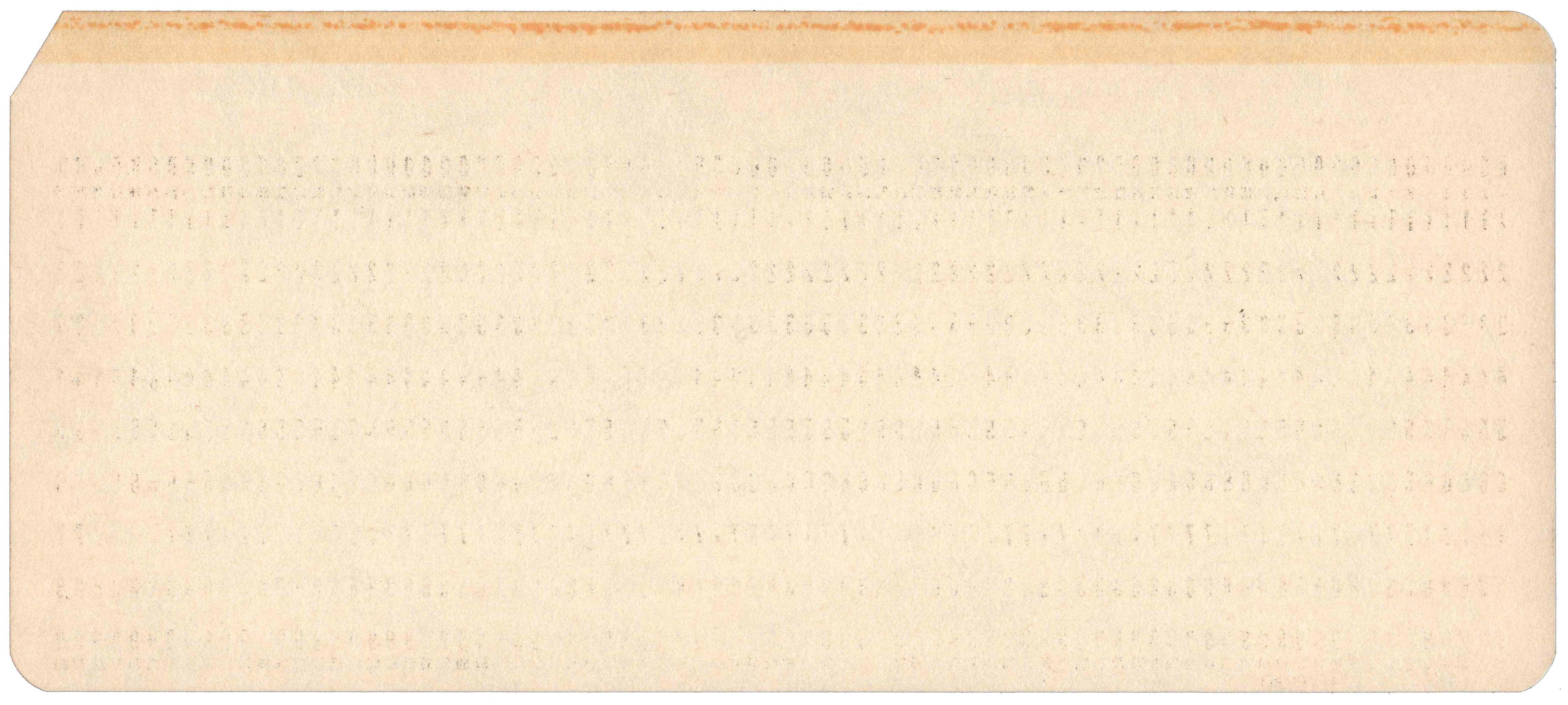 Back of unpunched card
