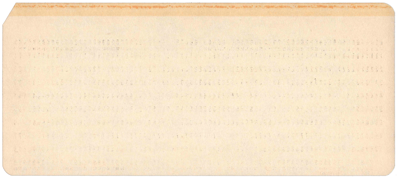 Back of unpunched card