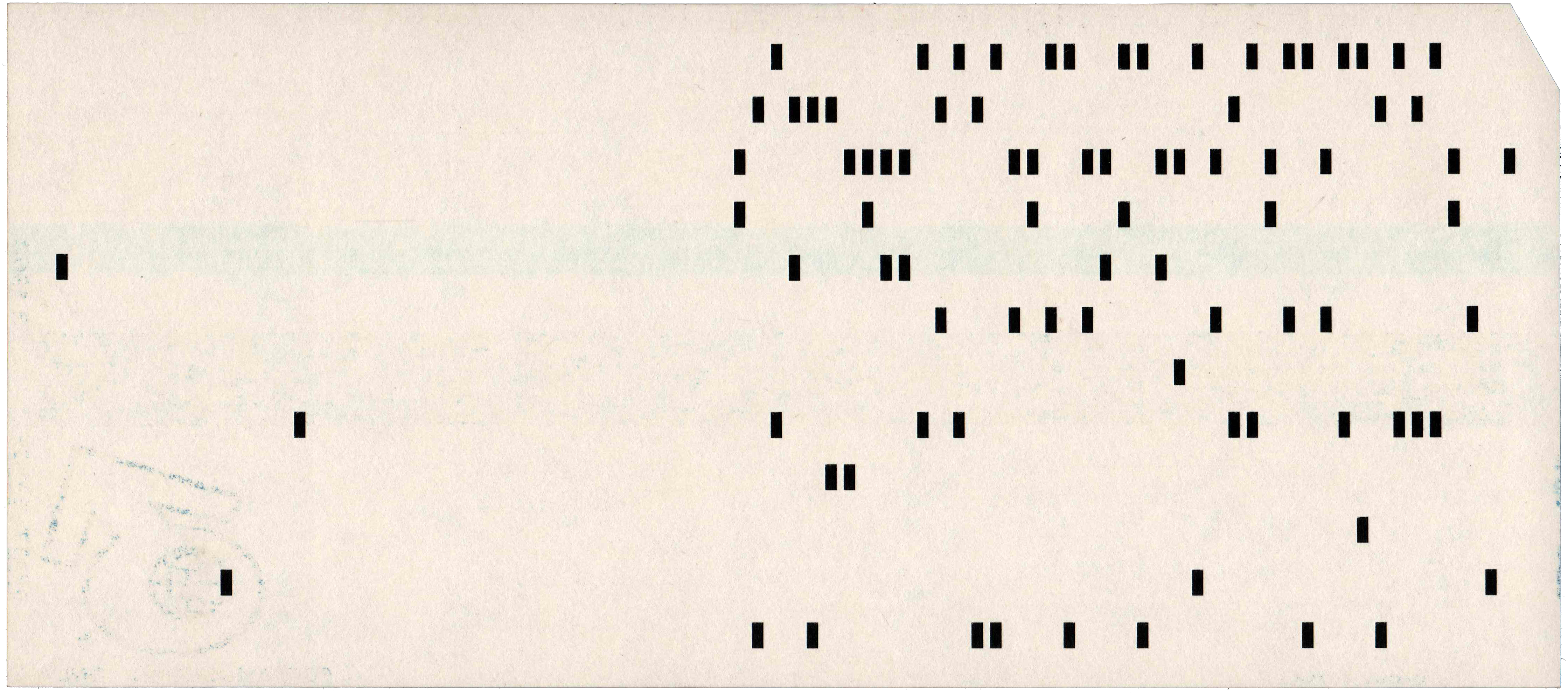 Back of punched card