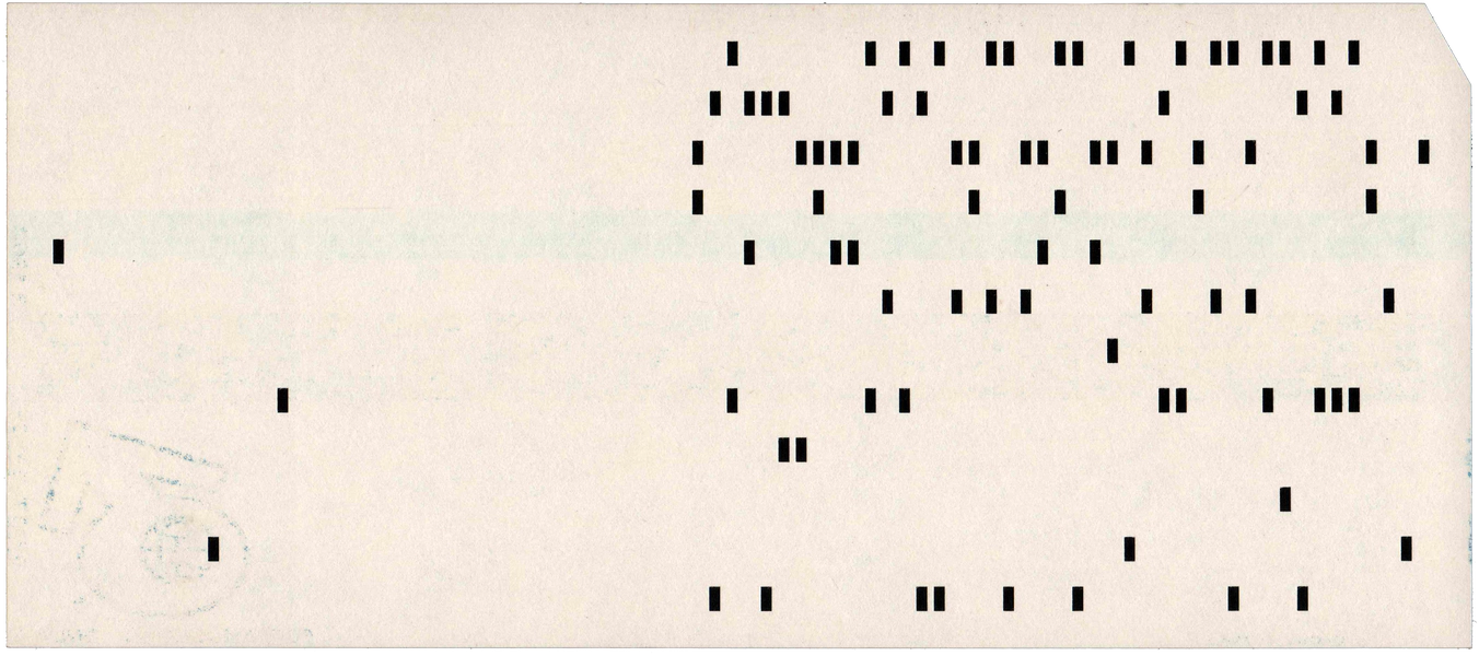 Back of punched card