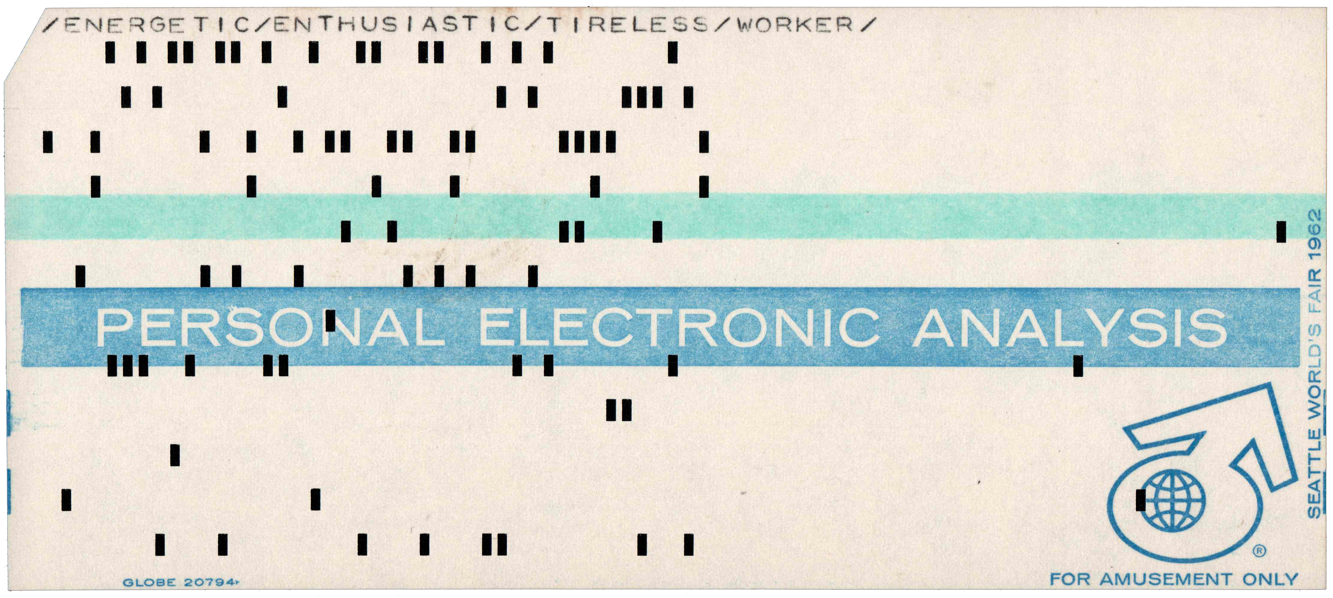 Front of punched card