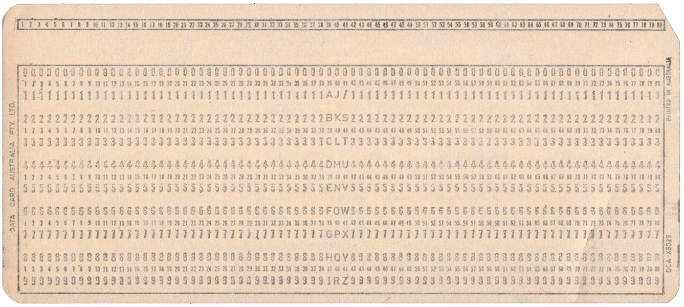 Front of unpunched card