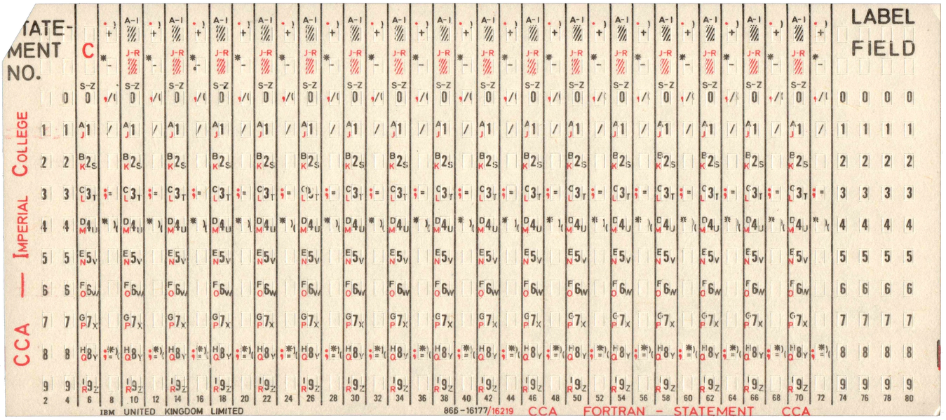 Front of unpunched card