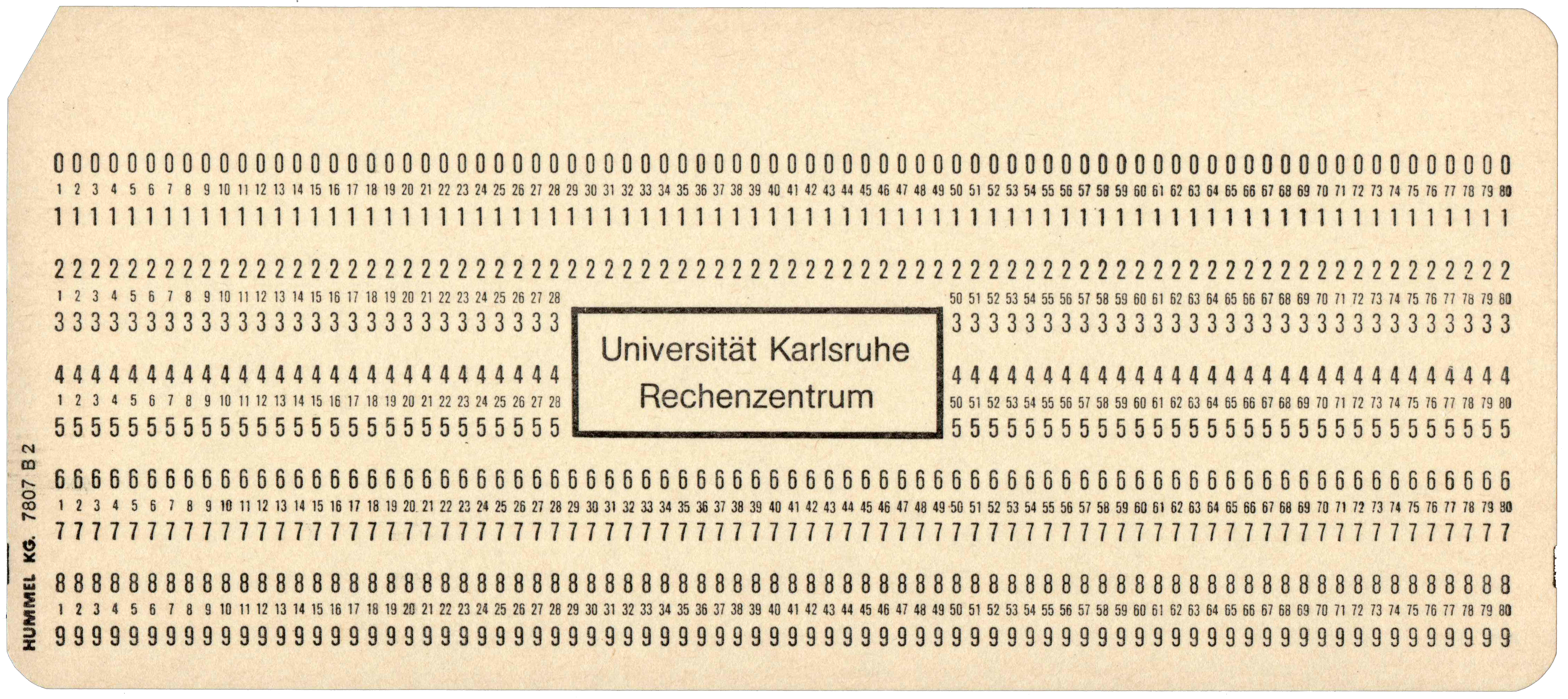 Front of unpunched card