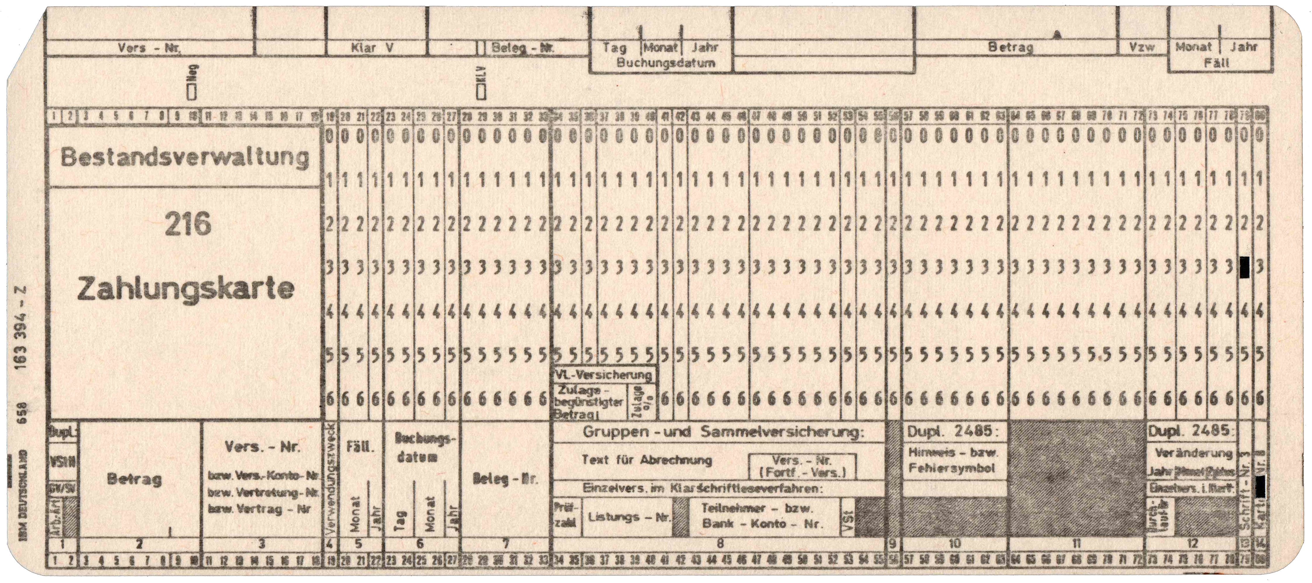 Front of unpunched card