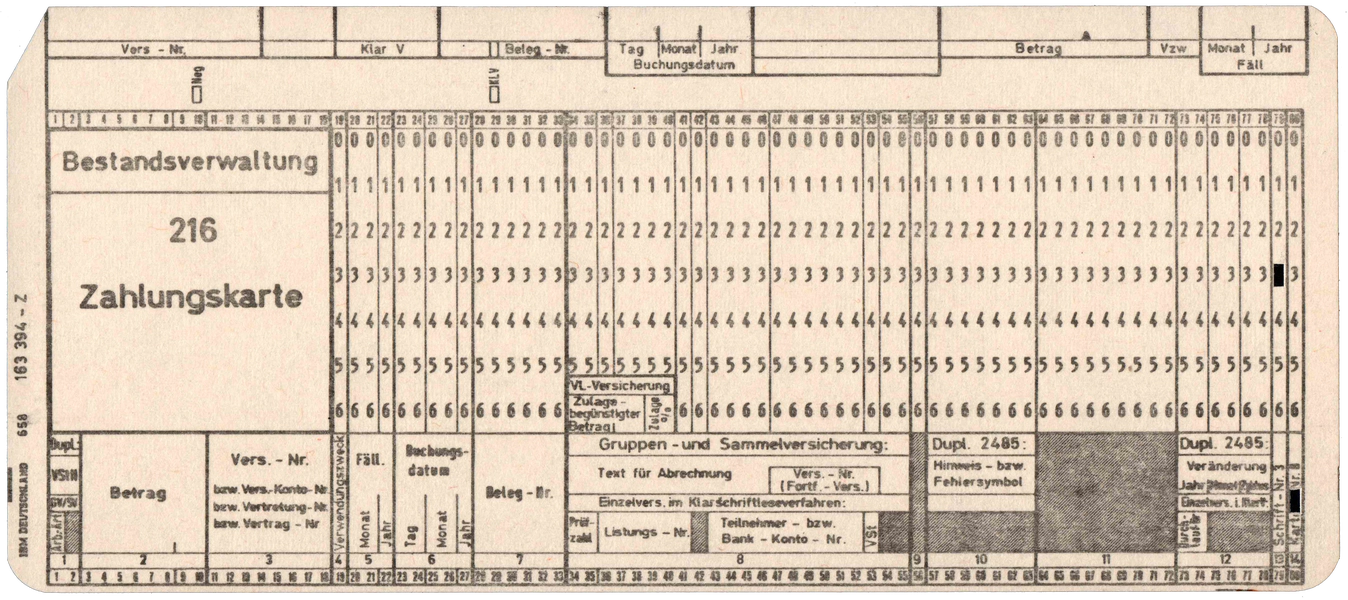 Front of unpunched card