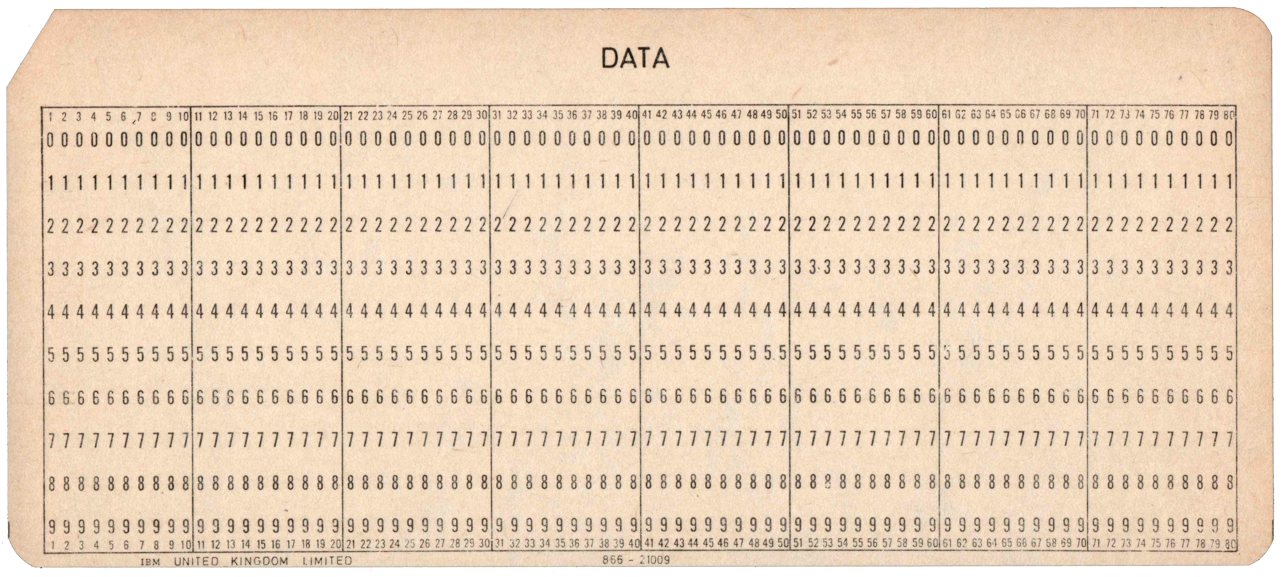 Front of unpunched card
