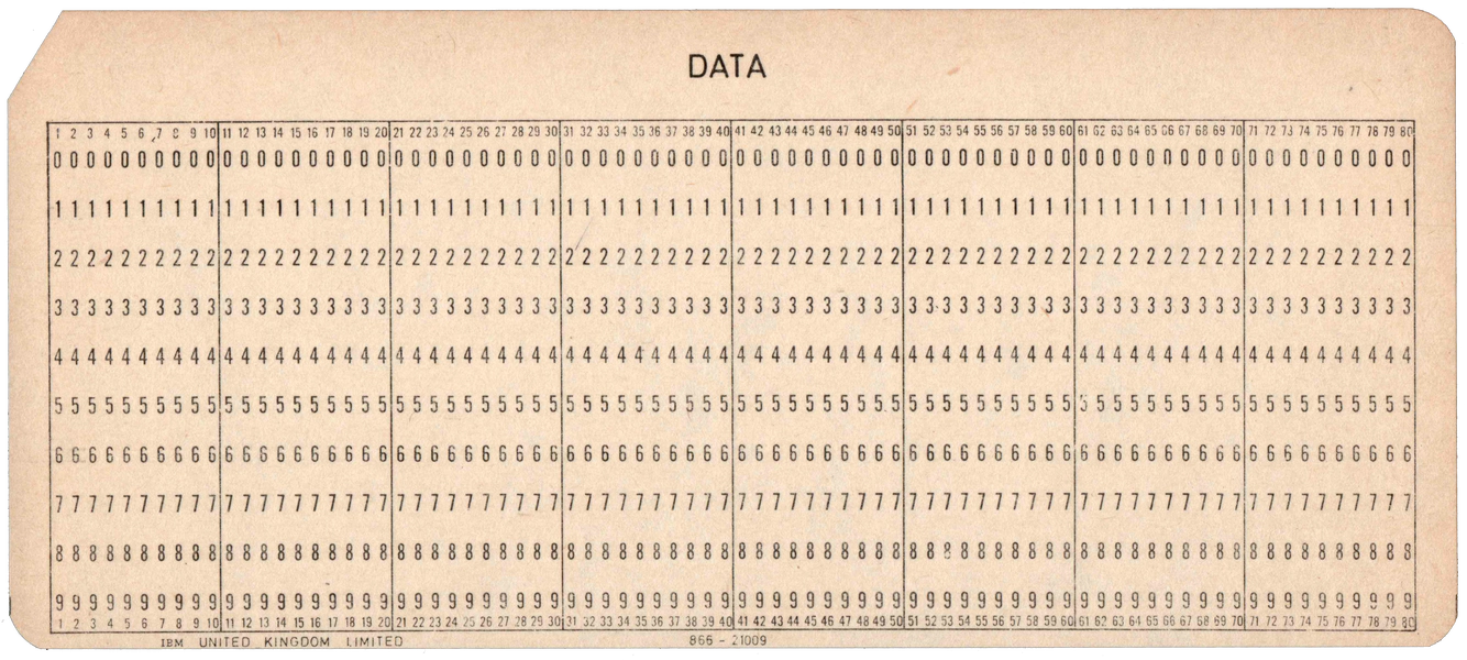 Front of unpunched card