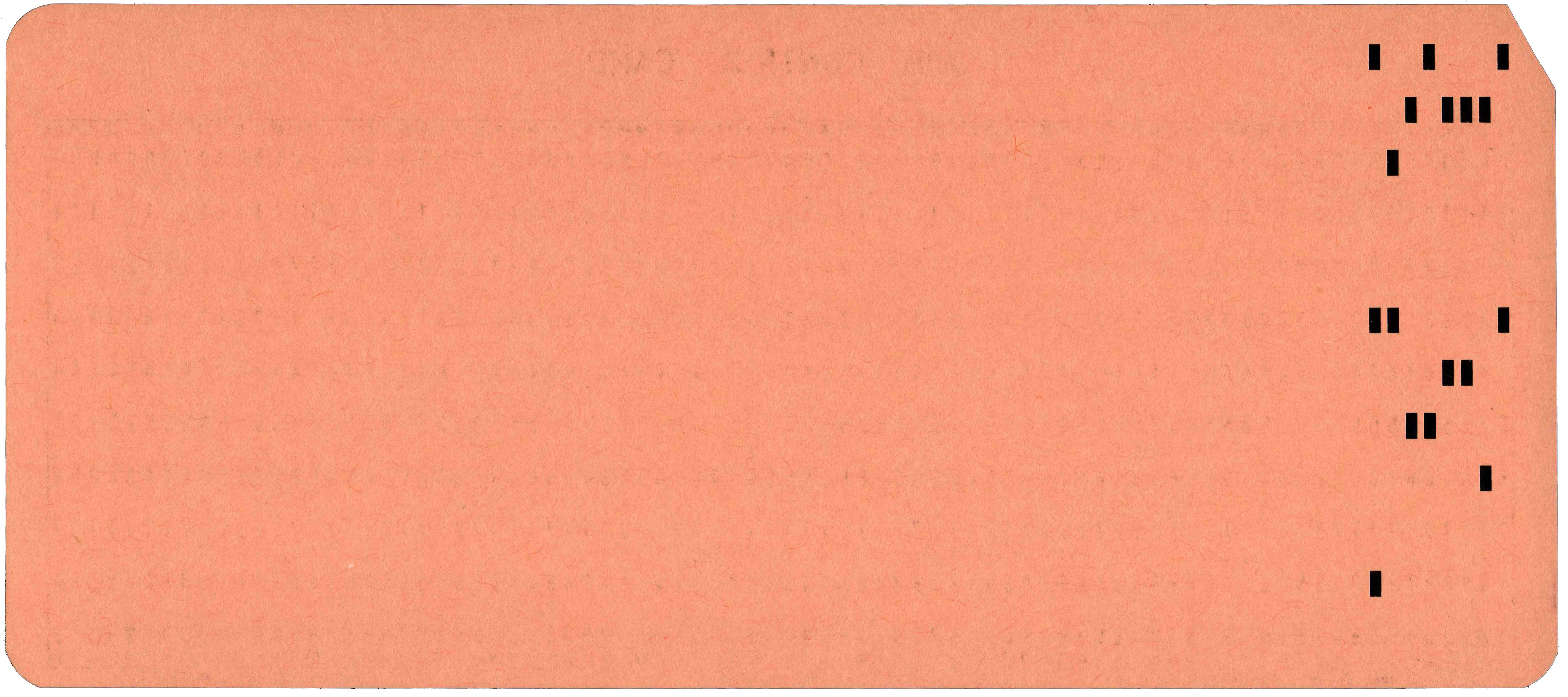 Back of unpunched card