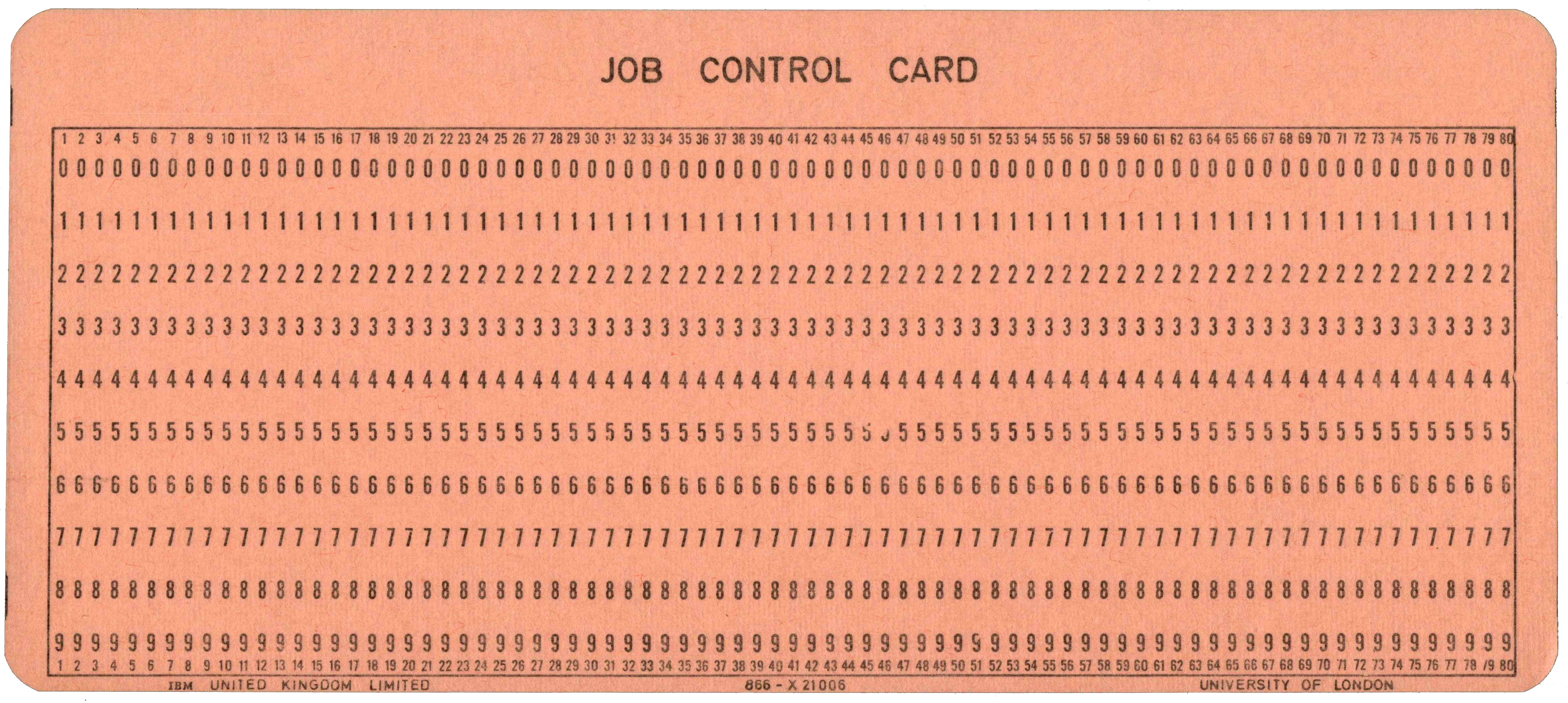 Front of unpunched card