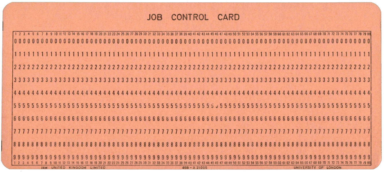 Front of unpunched card