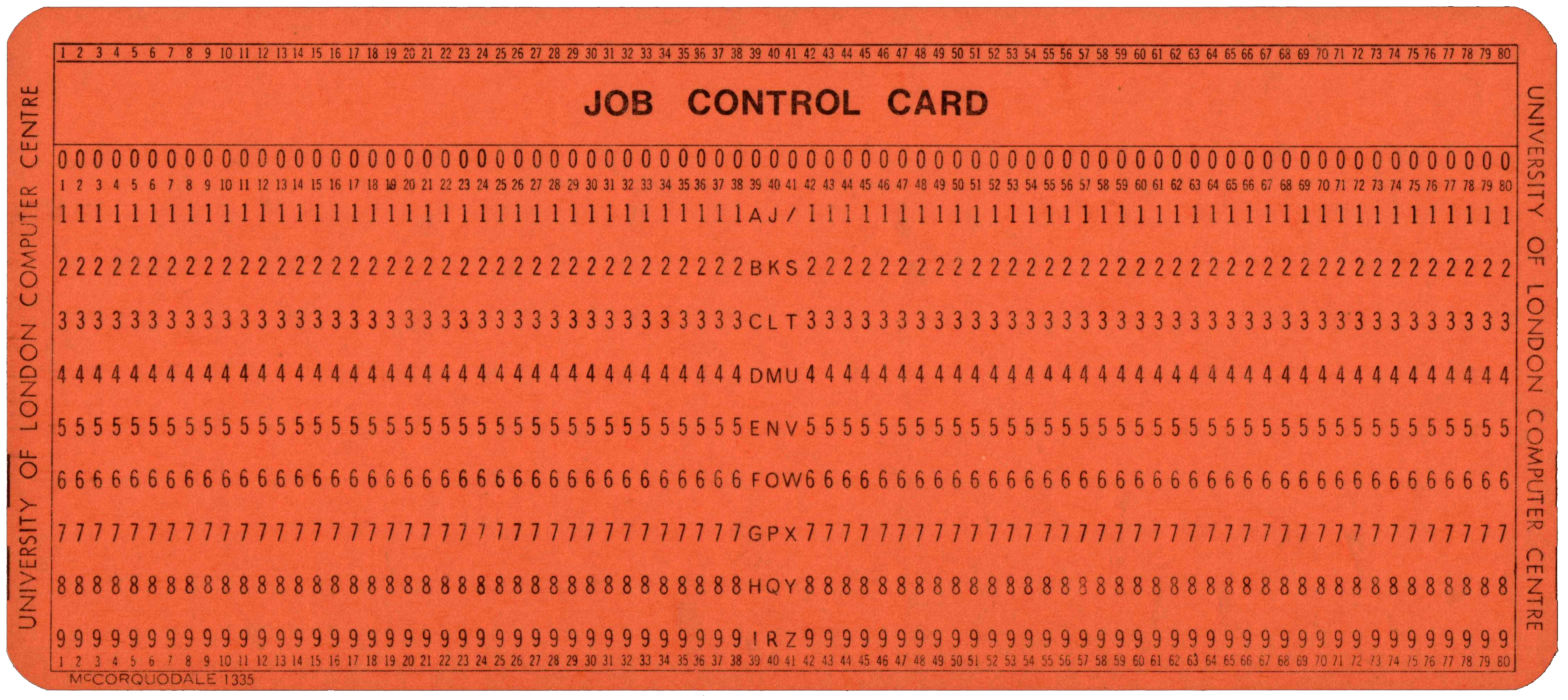 Front of unpunched card
