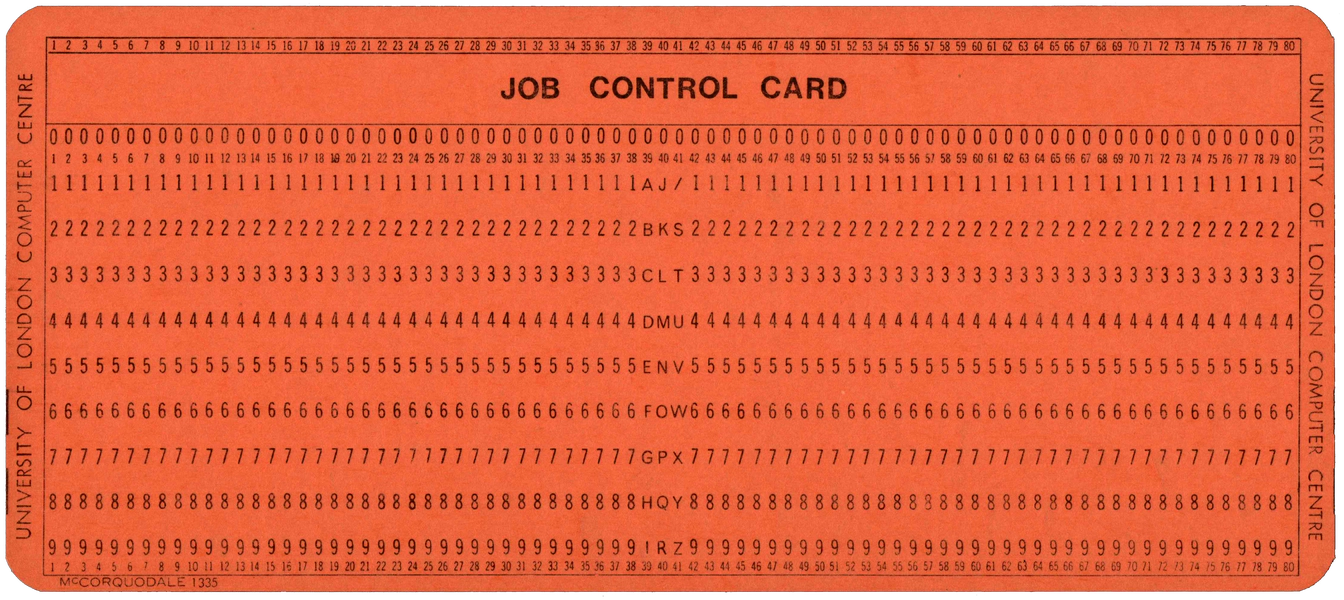 Front of unpunched card