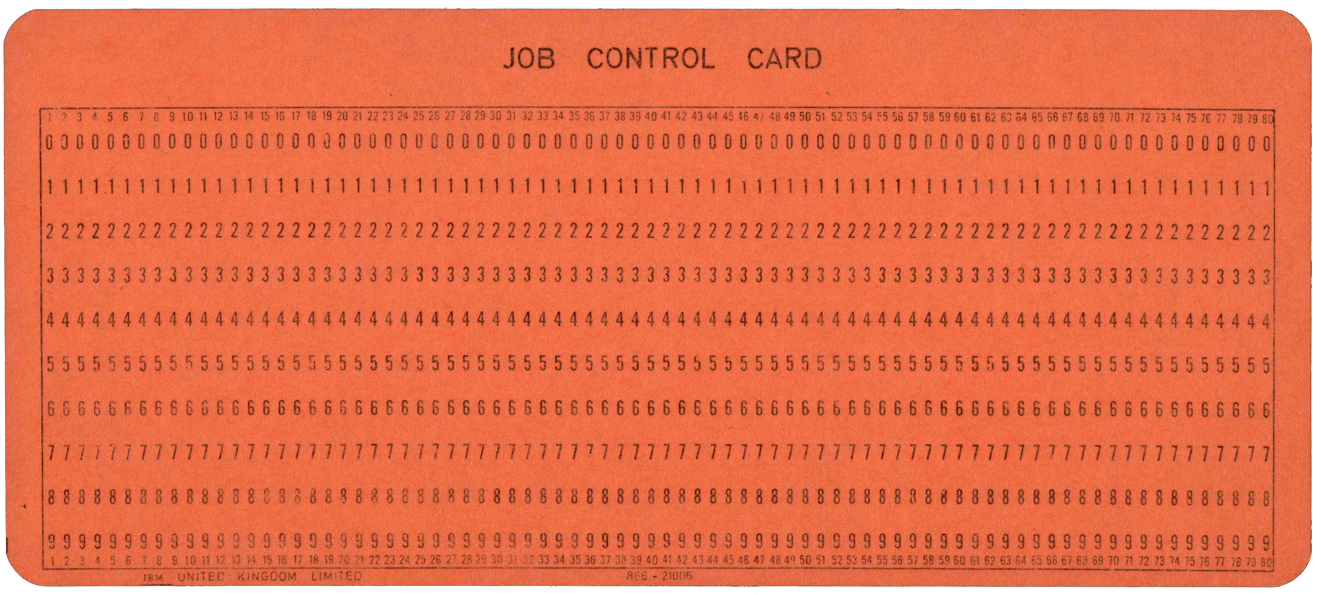 Front of unpunched card