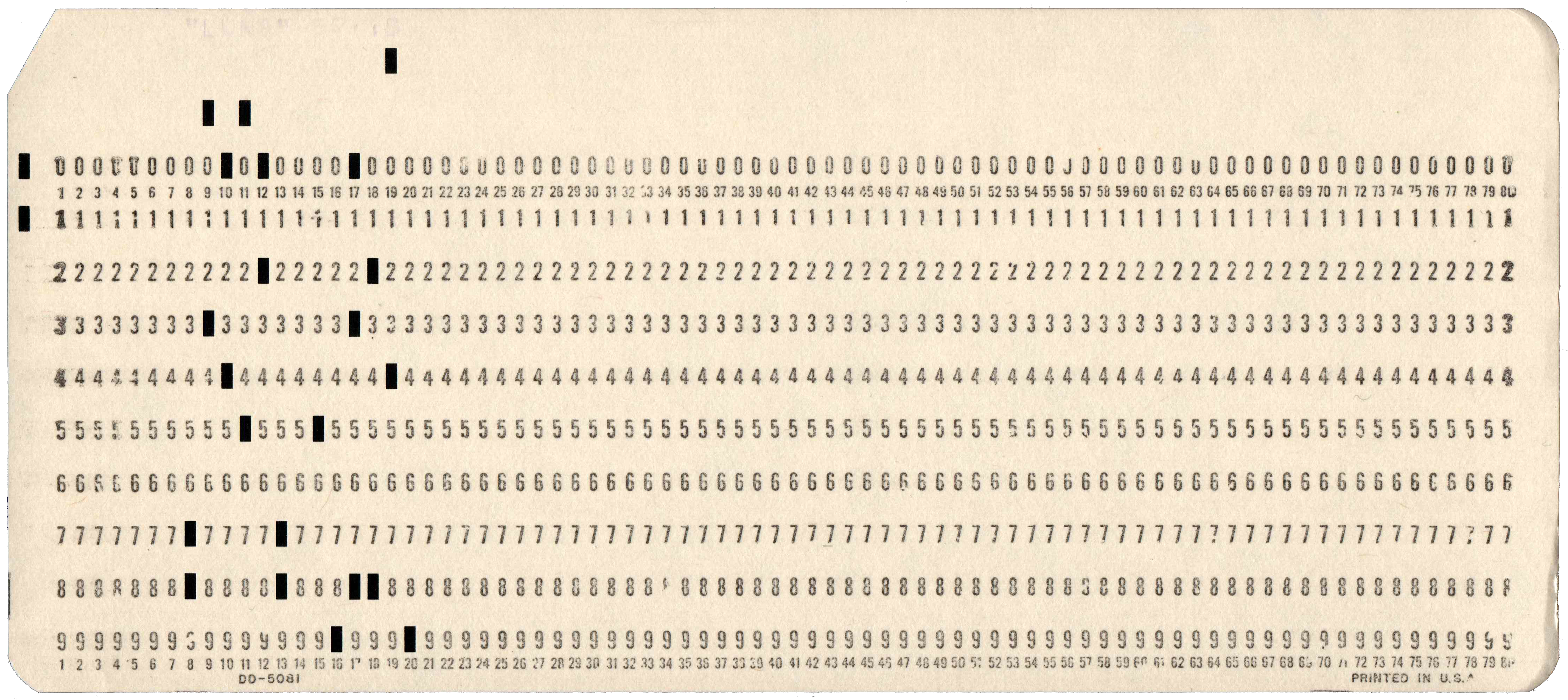 Front of punched card