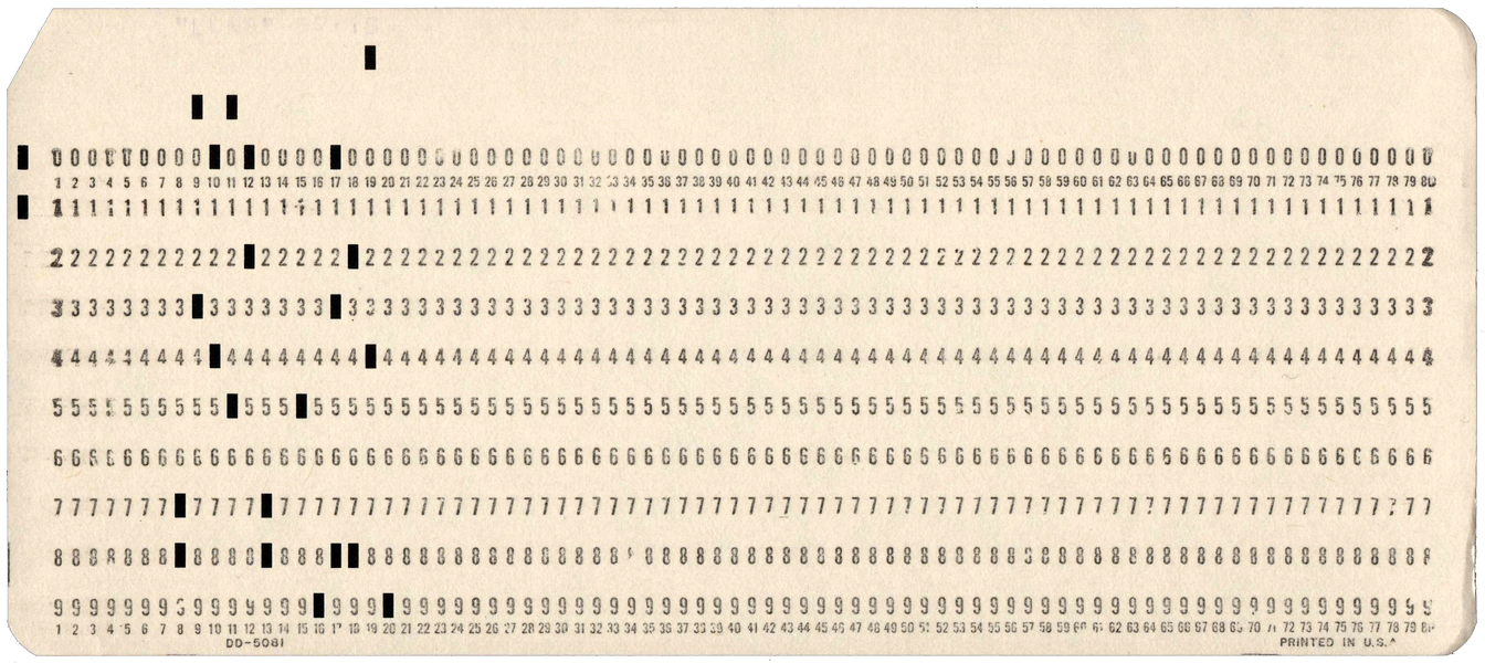 Front of punched card