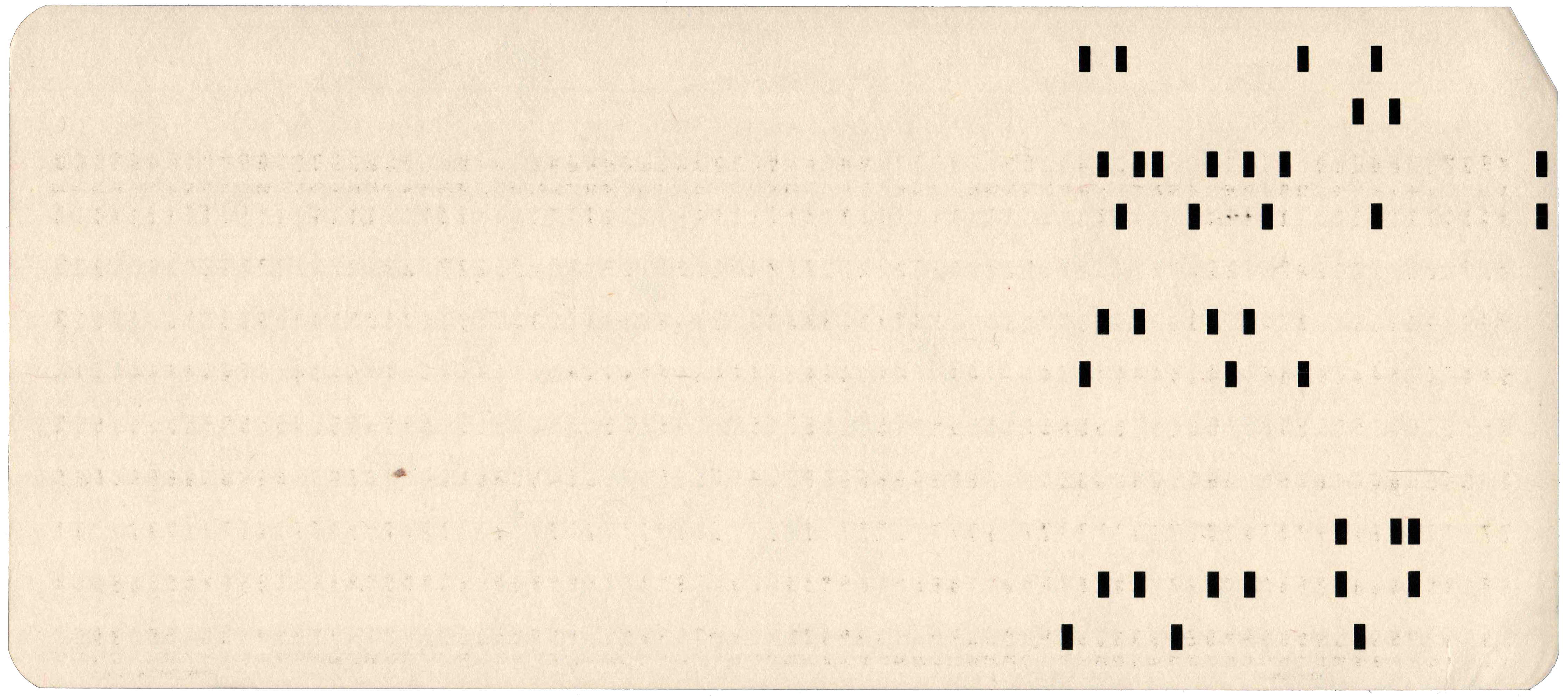 Back of punched card