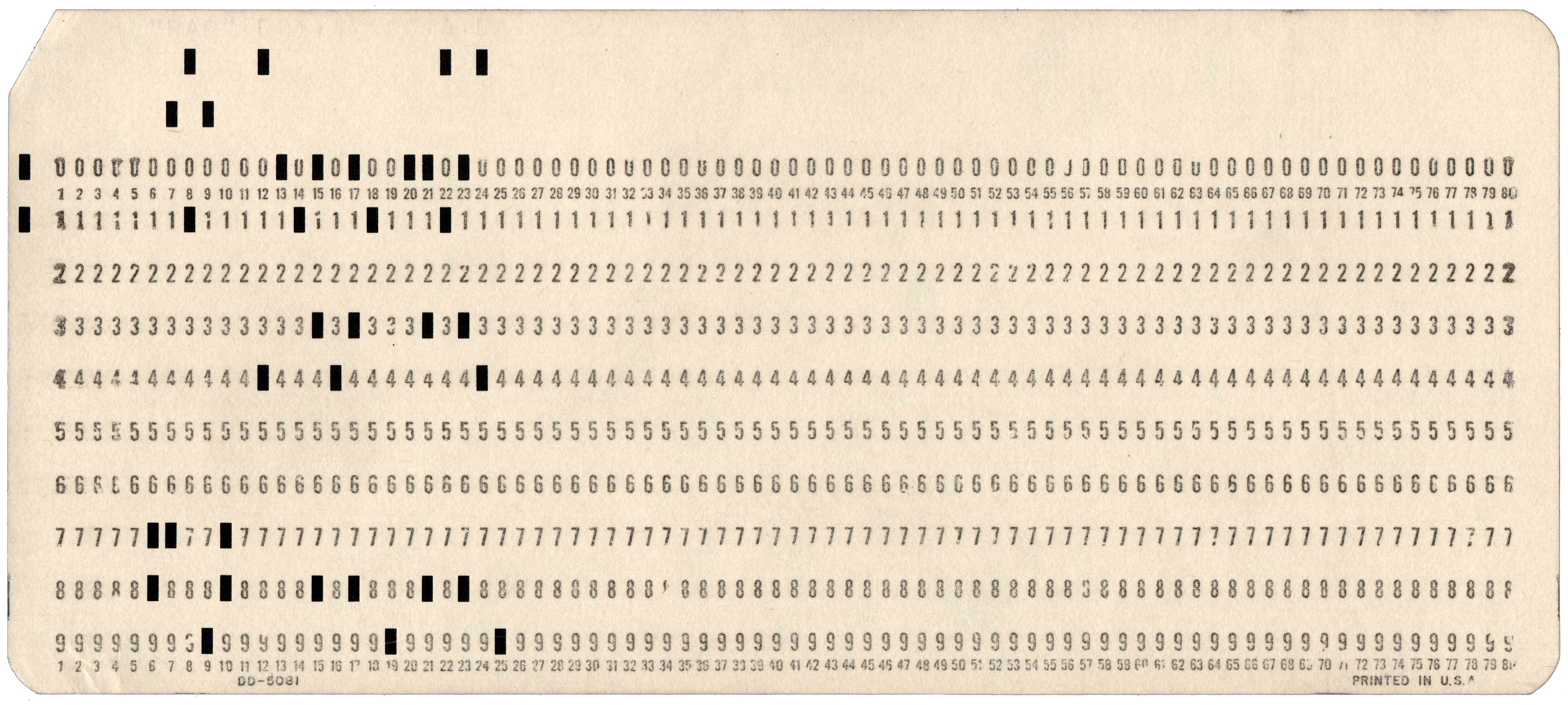 Front of punched card