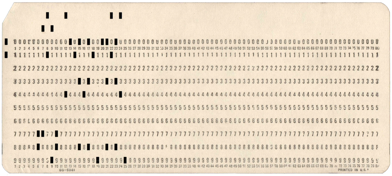 Front of punched card