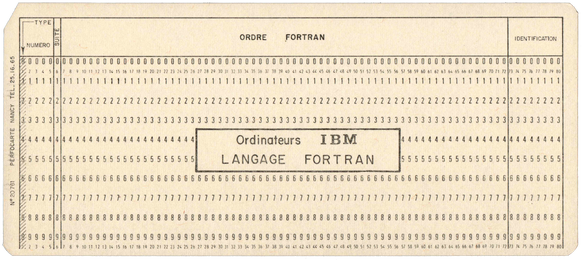 Perfocarte Nancy - Ordre FORTRAN - White