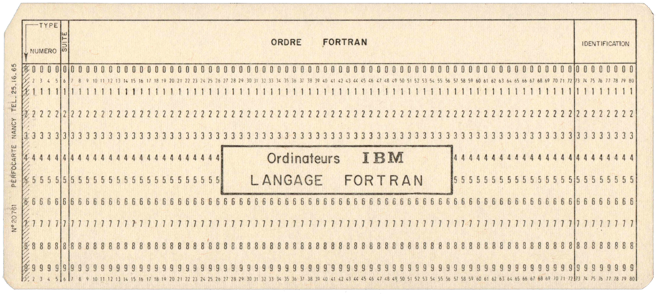 Front of unpunched card