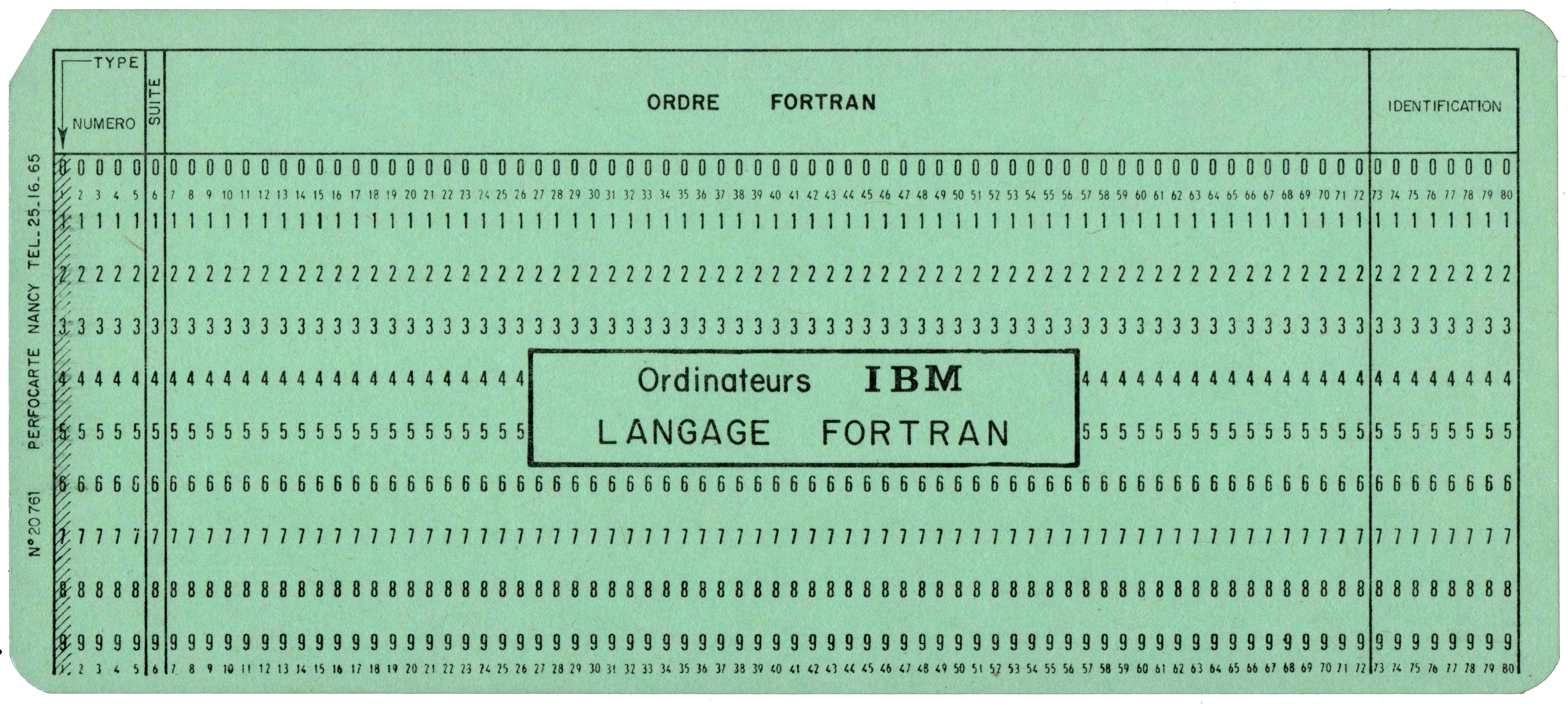 Front of unpunched card