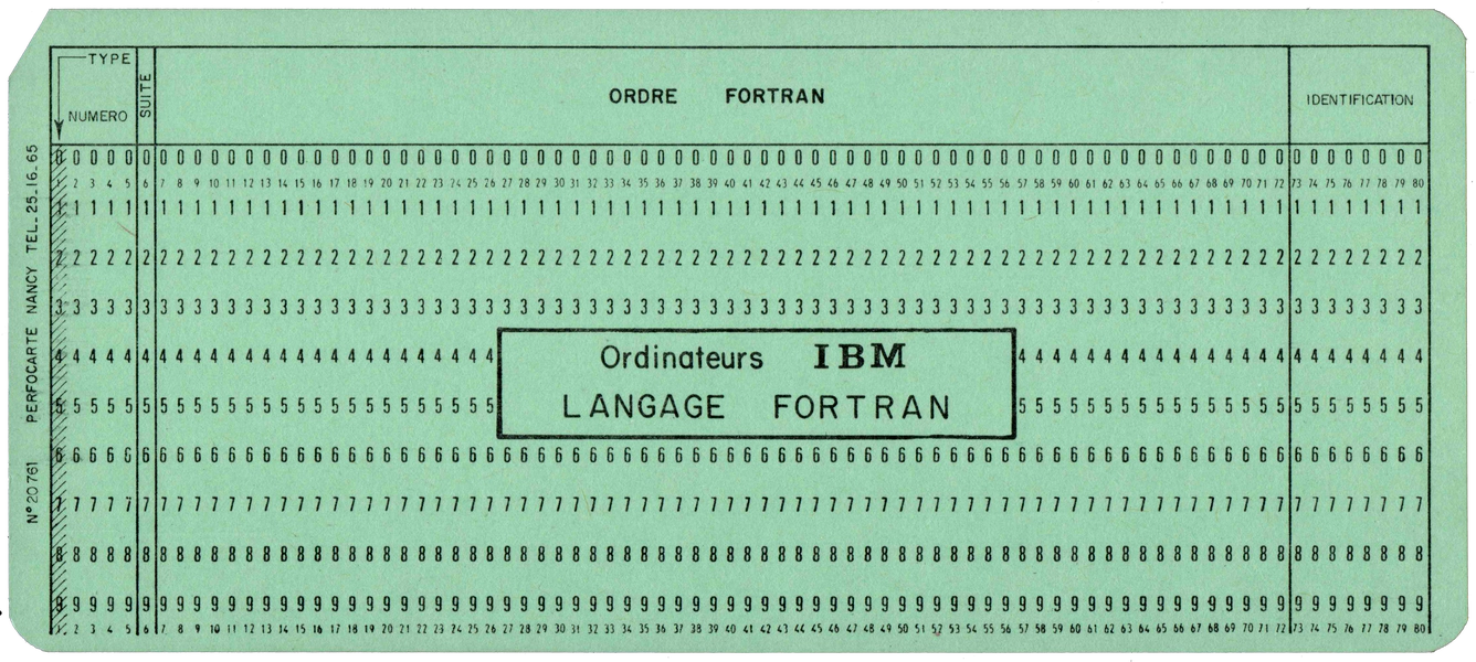 Front of unpunched card