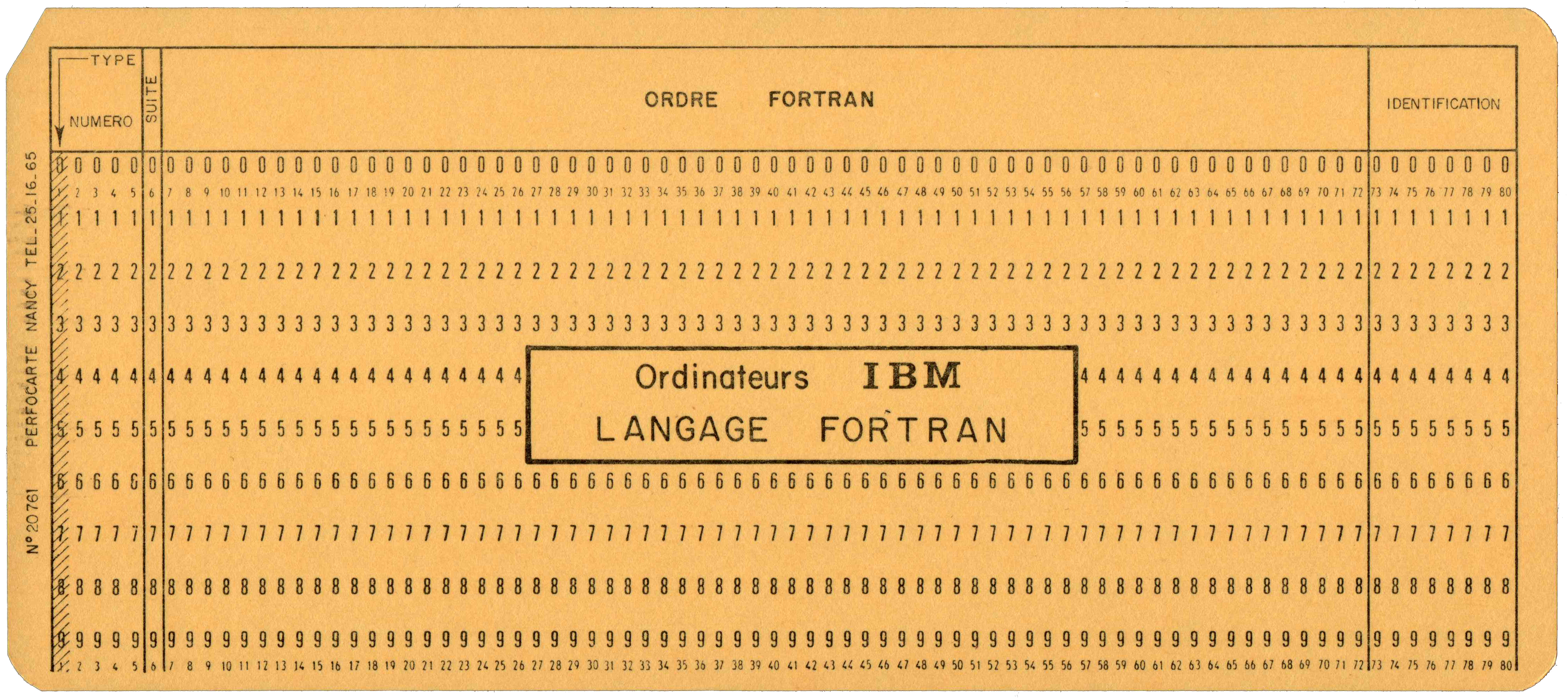 Front of unpunched card