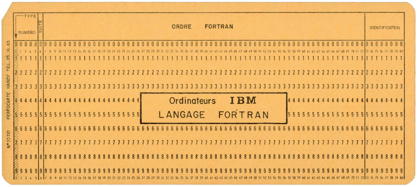 Front of unpunched card