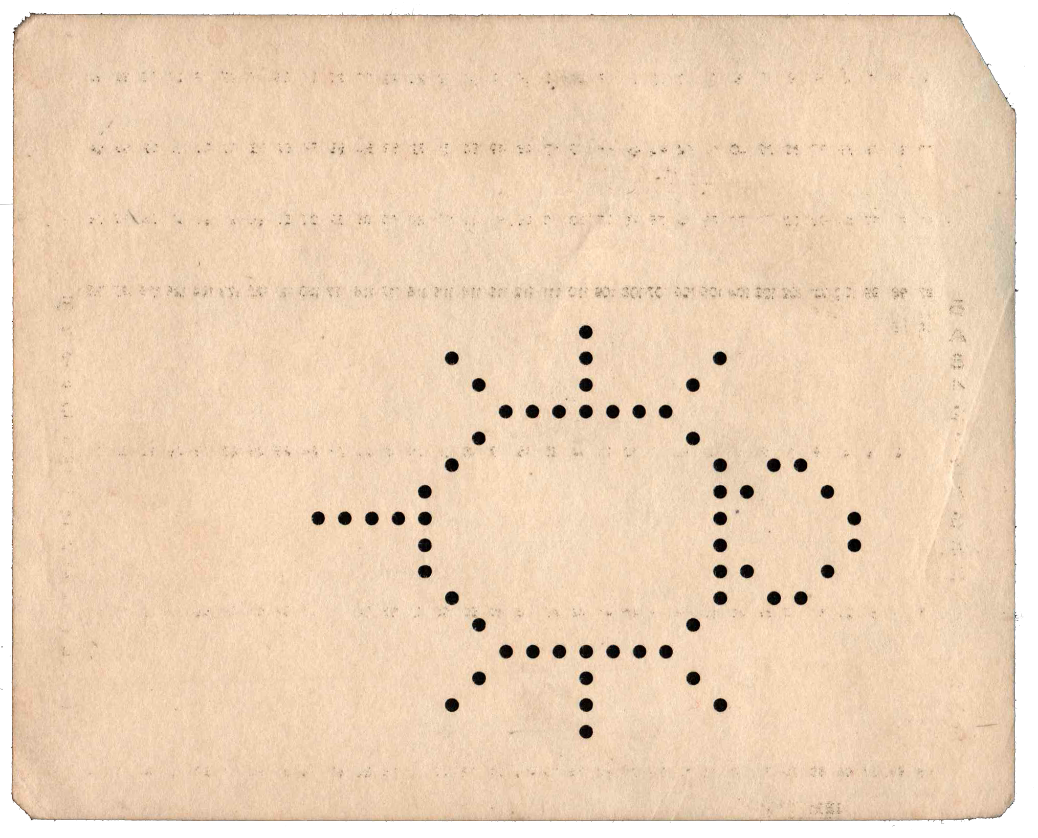 Back of punched card - Punched with a novelty image of a bug