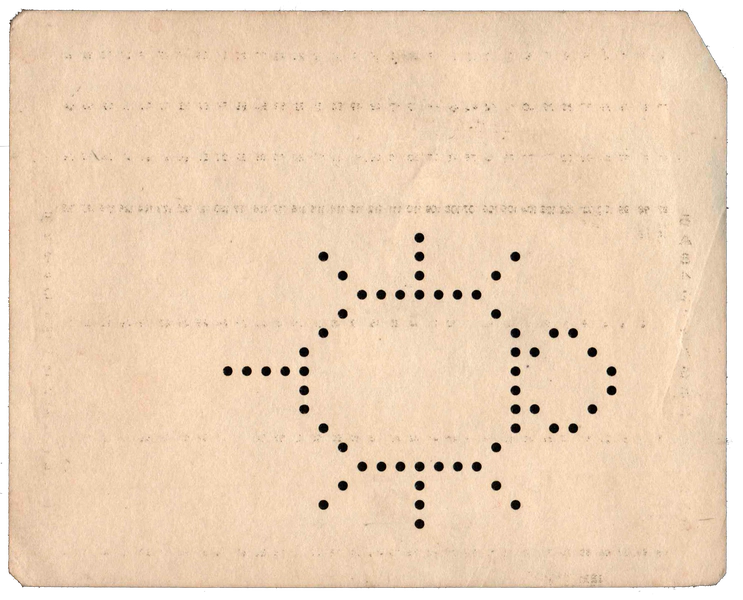 Back of punched card - Punched with a novelty image of a bug