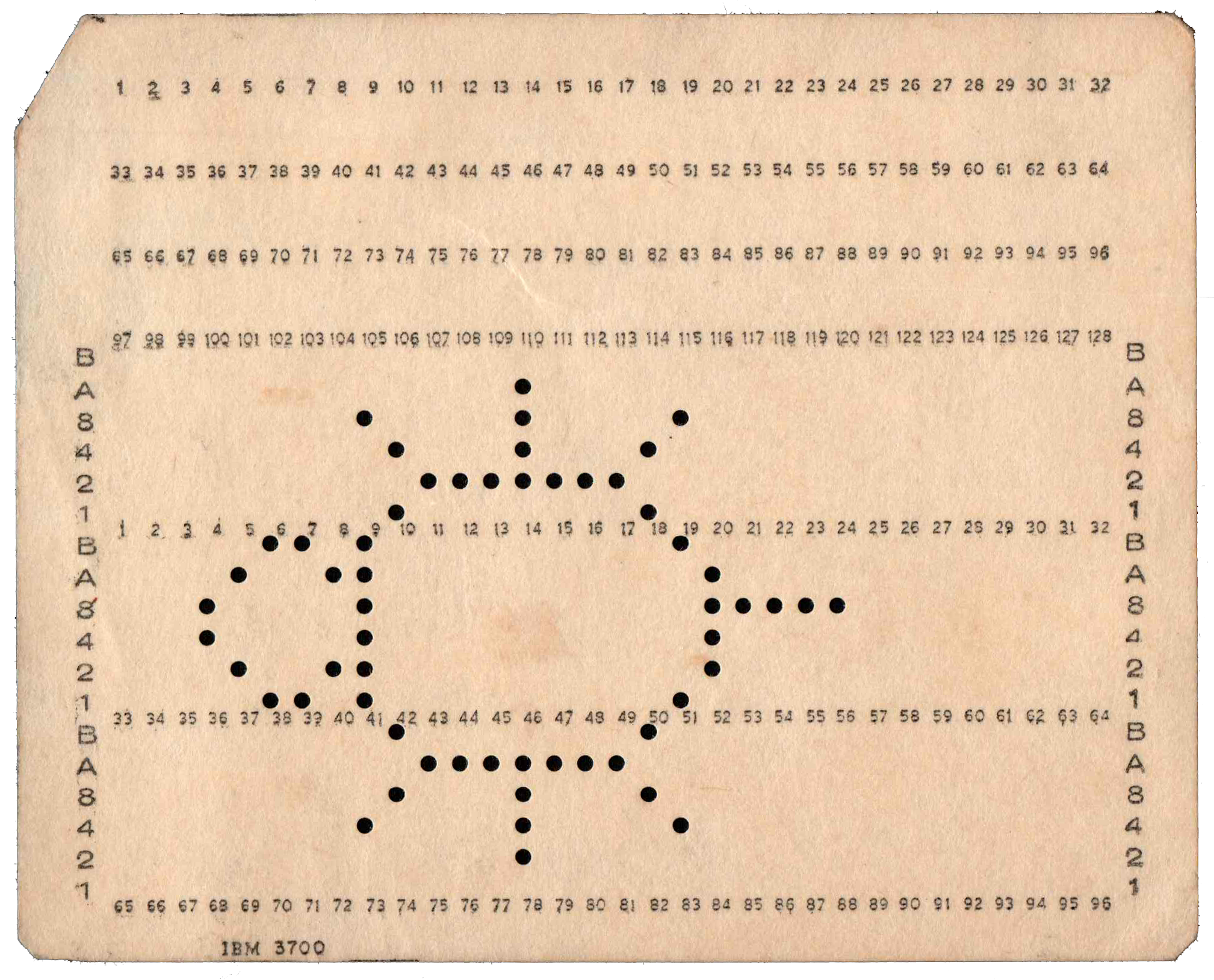 Front of punched card - Punched with a novelty image of a bug